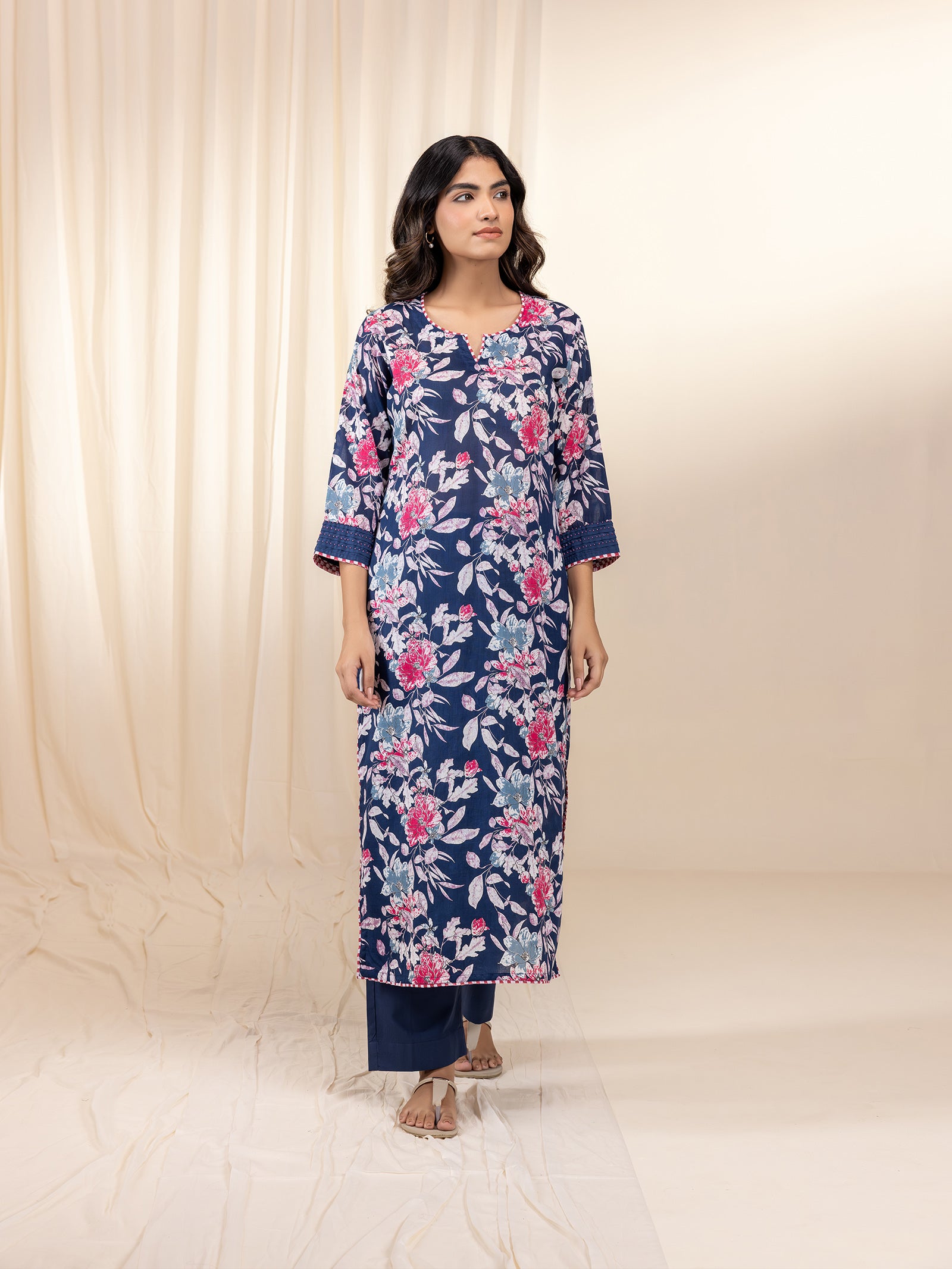 Blue Botanica Voile Kurta