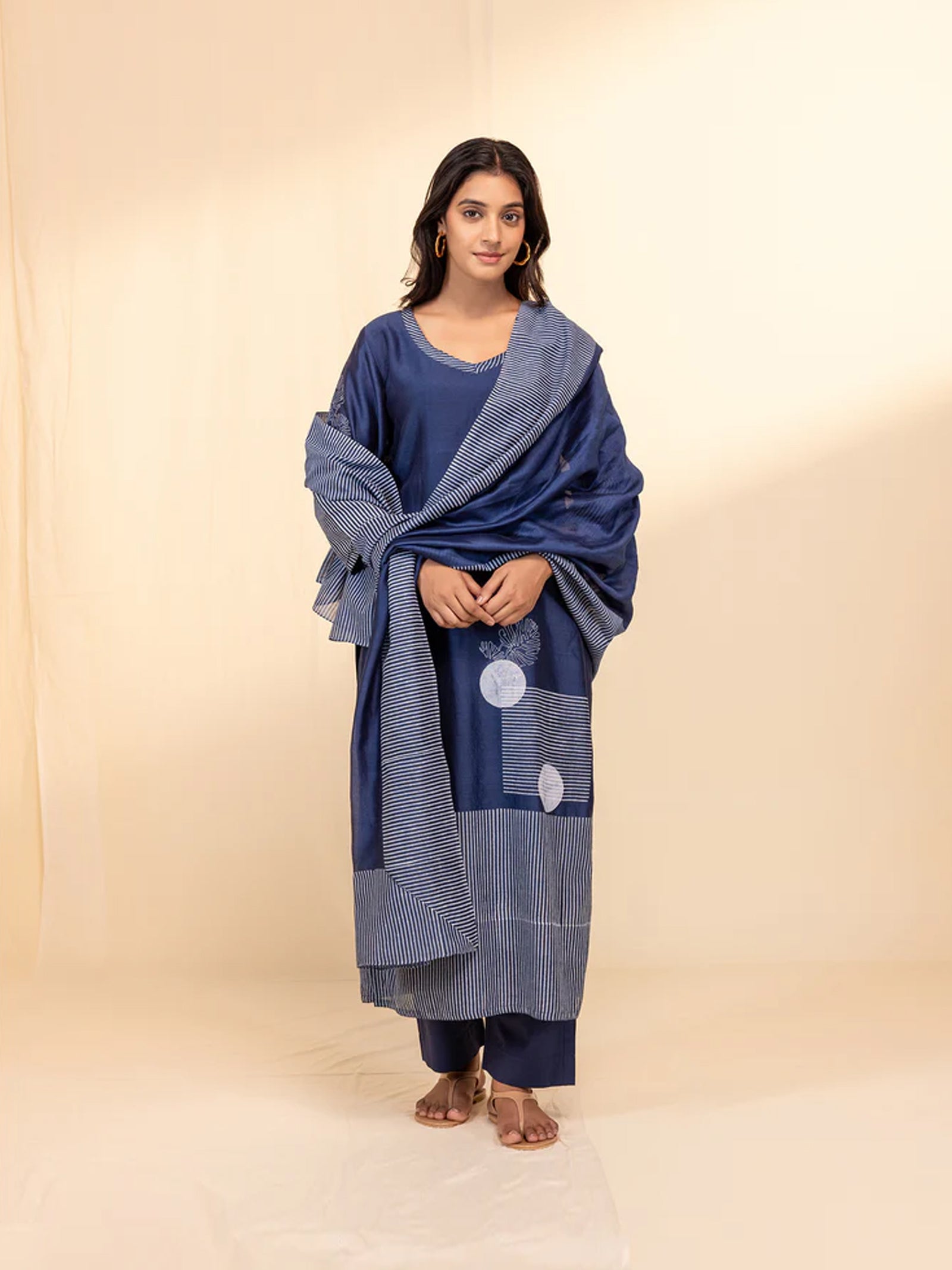 Blue Modern Chanderi Dupatta