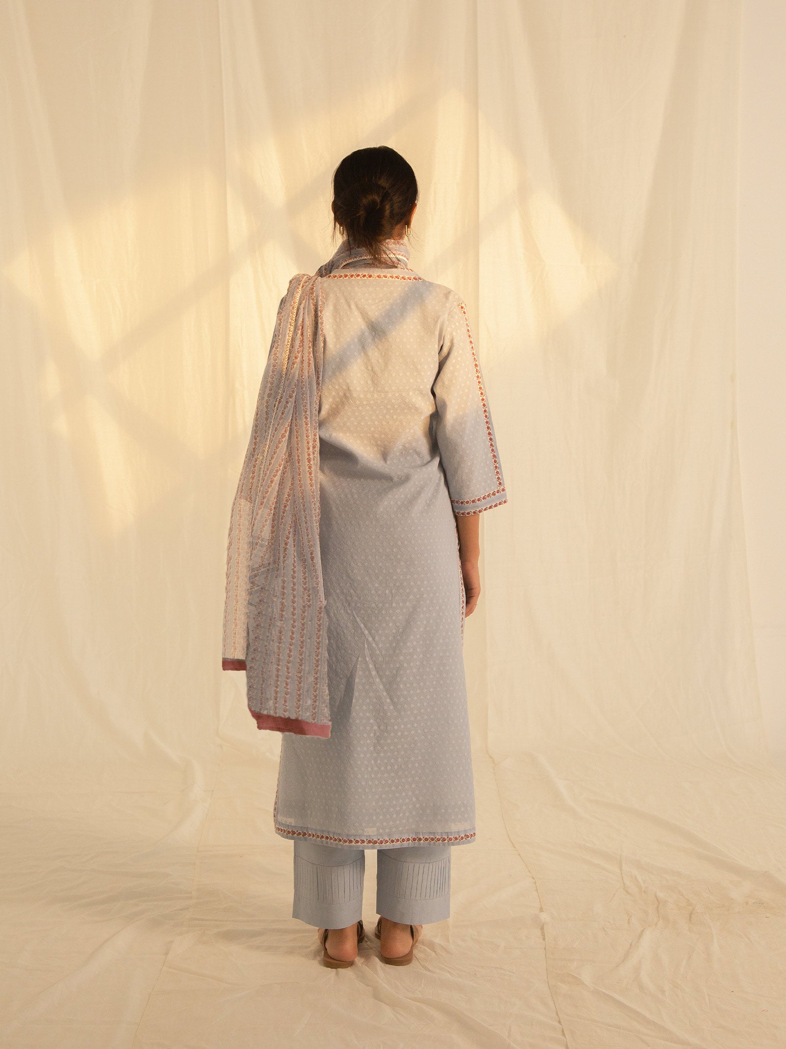 Blue Roses Chanderi Kurta