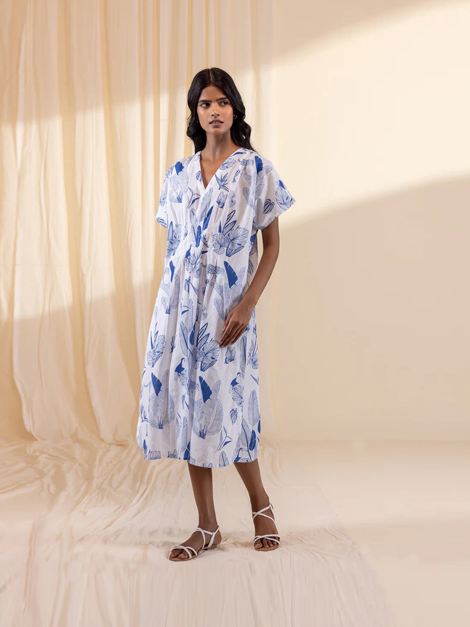 Blue Tropical Island Bali Cotton Dress