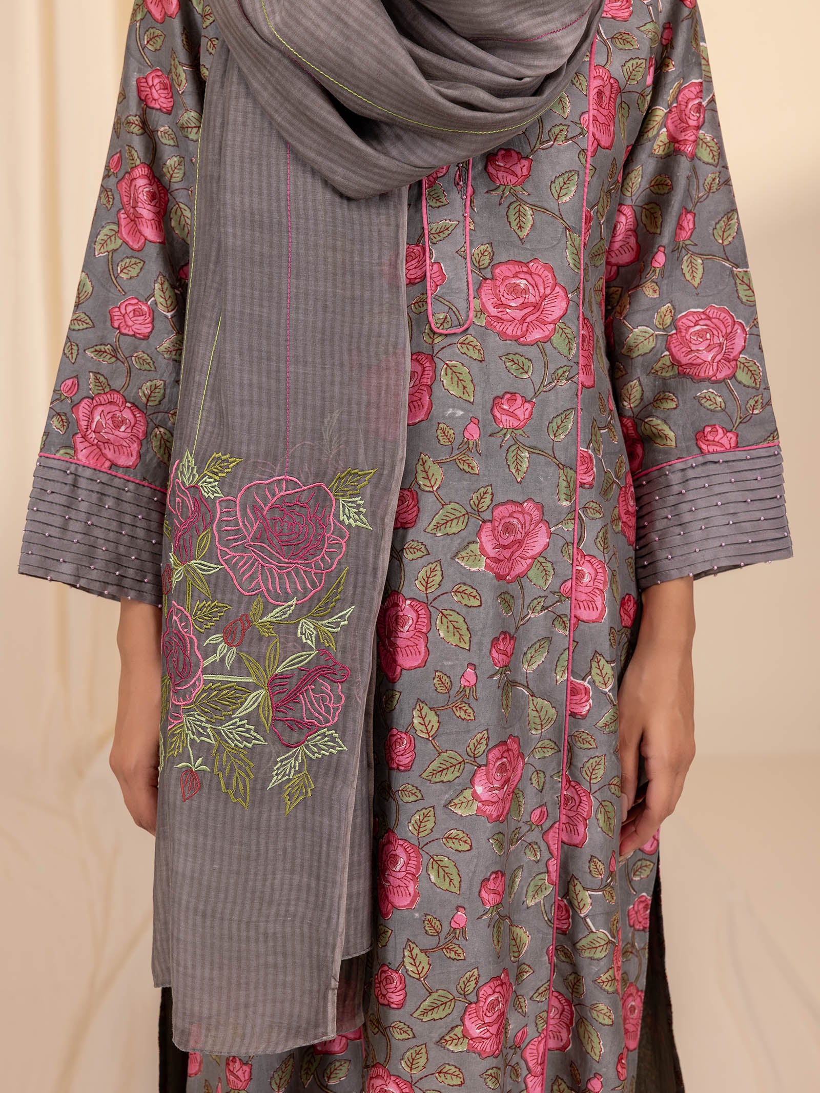 Blush Over Stone Chanderi Dupatta