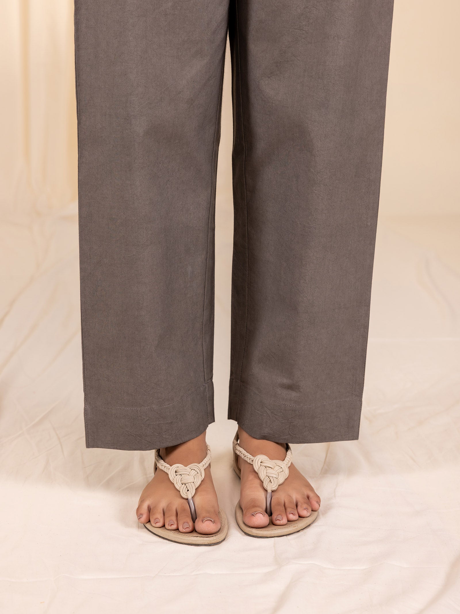 Blush Over Stone Cotton Straight Pants