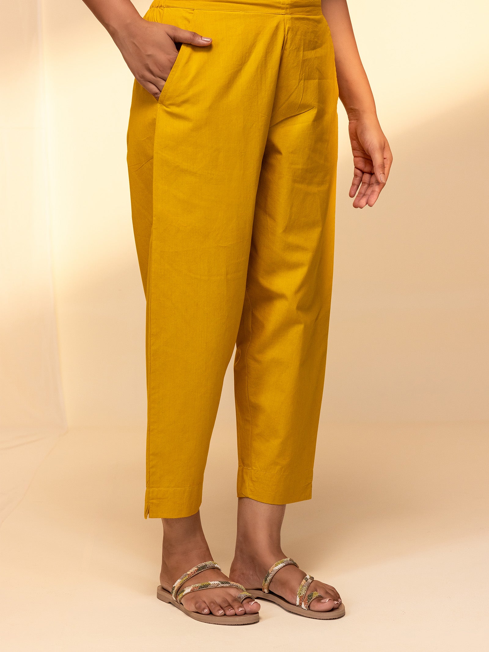 Boho Mustard Cotton Seriously Short Pant