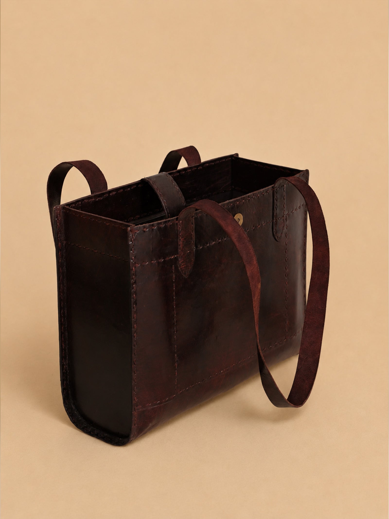 Brown Tote Leather Bag - Medium