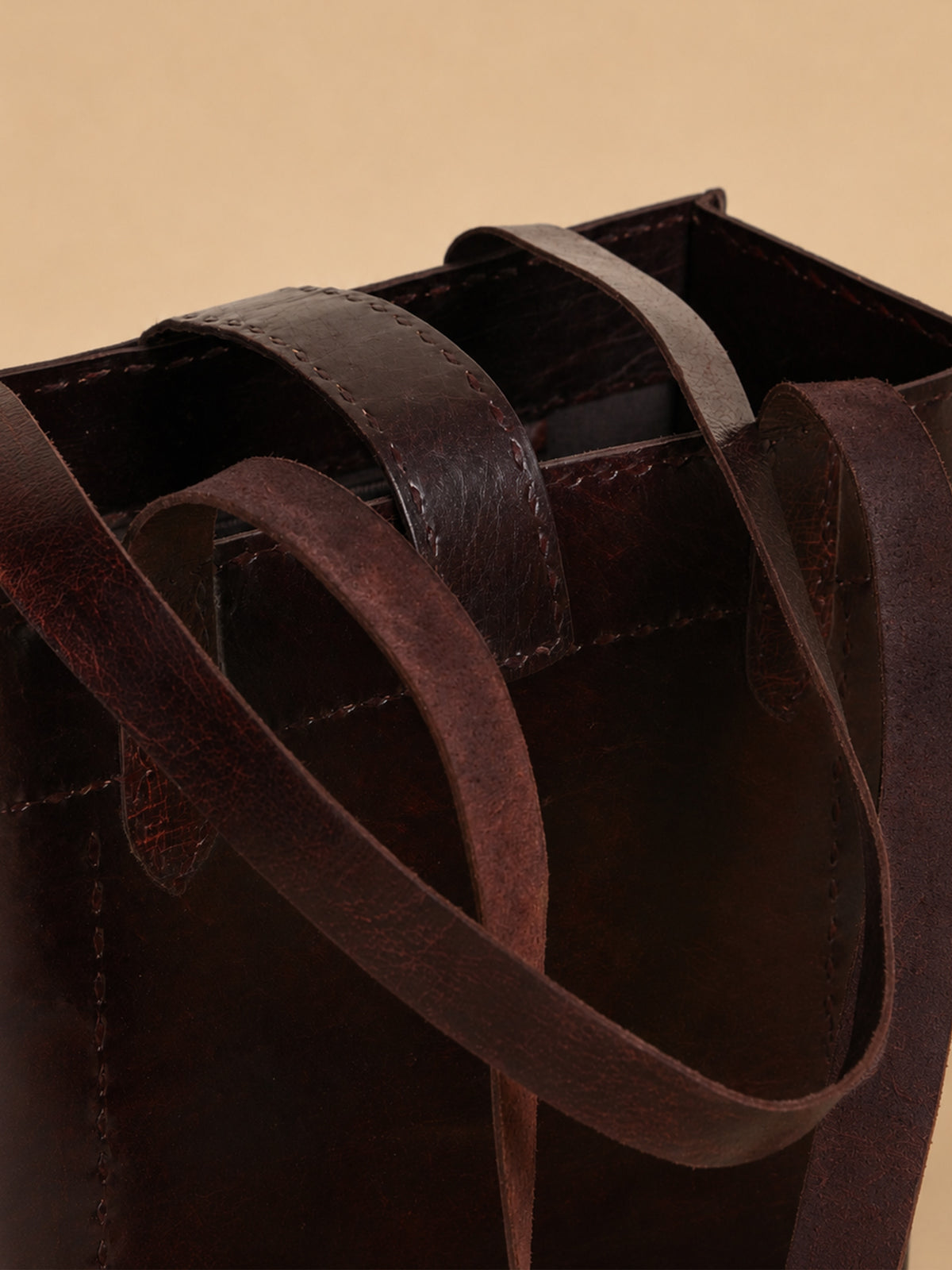 Brown Tote Leather Bag - Medium