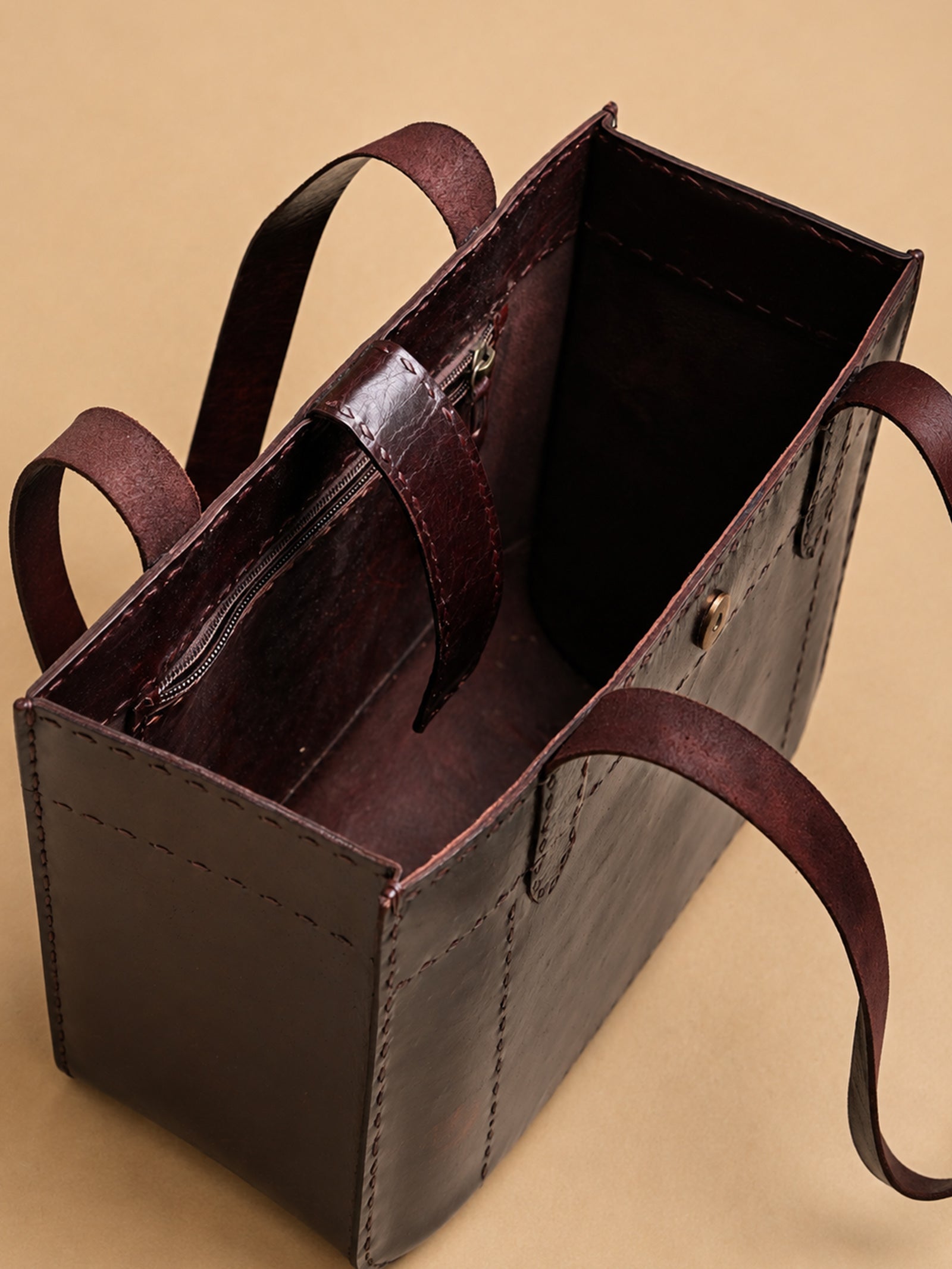 Brown Tote Leather Bag - Medium