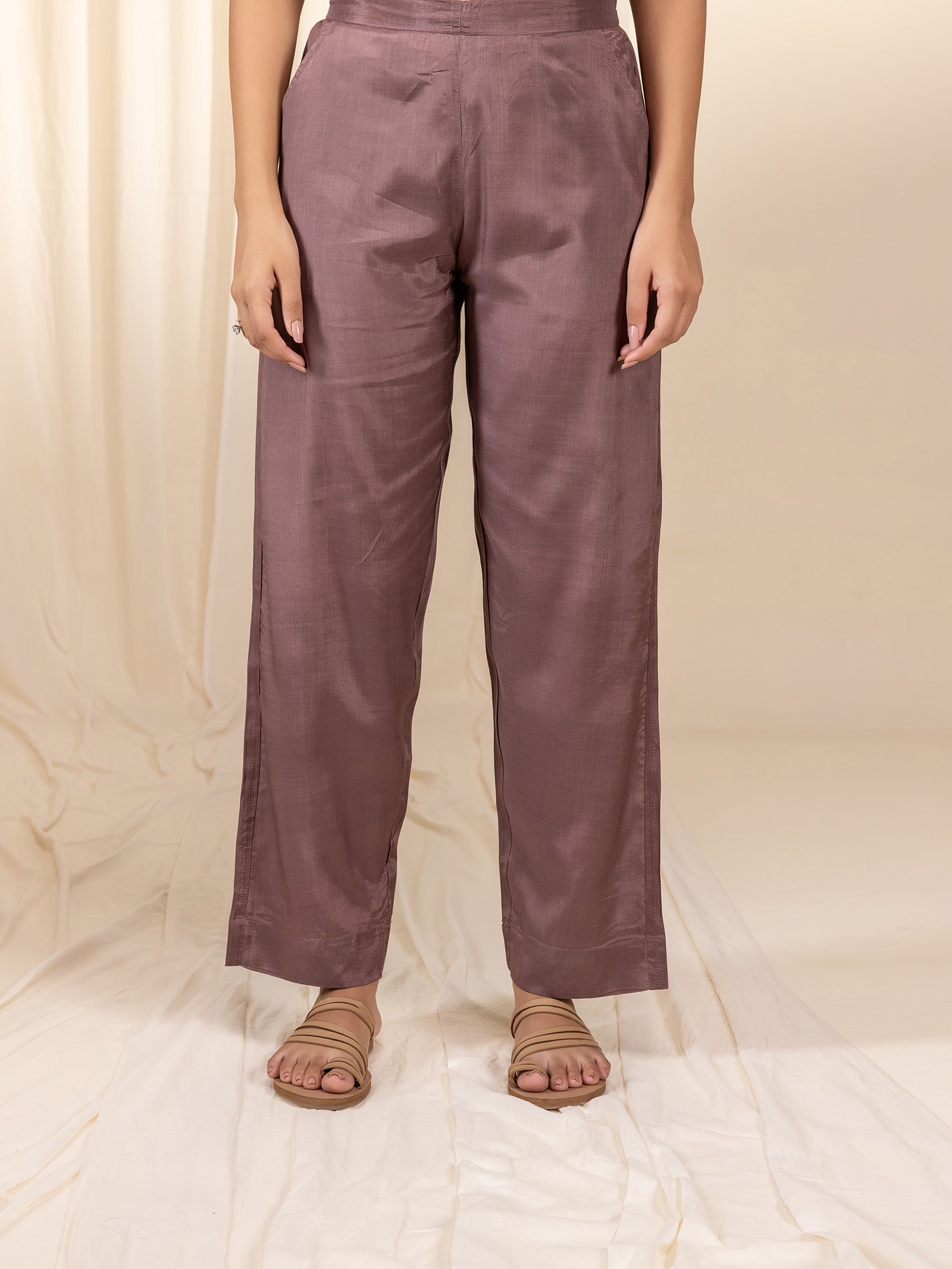 Brunette Bamboo Silk Straight Pants