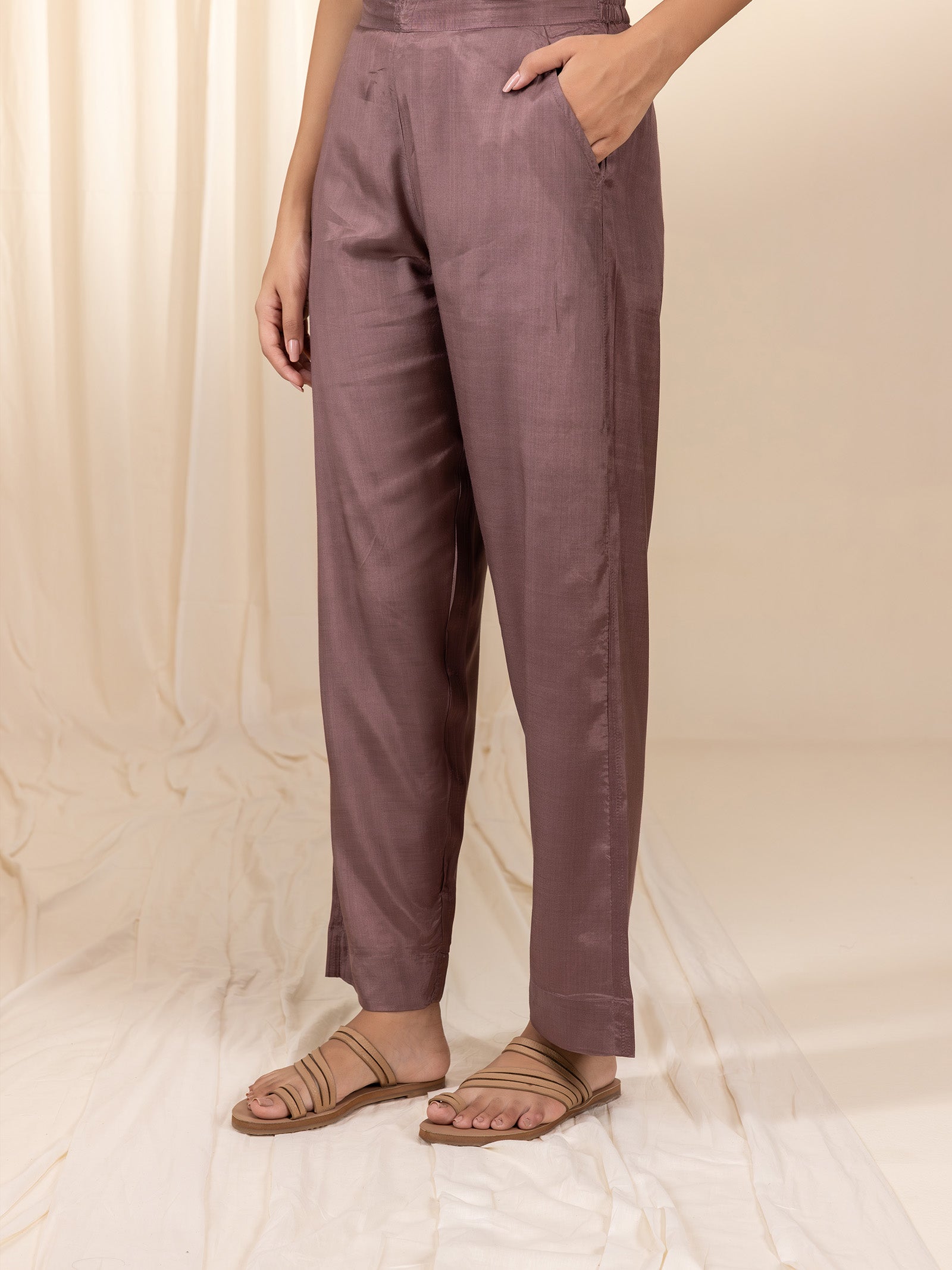 Brunette Bamboo Silk Straight Pants