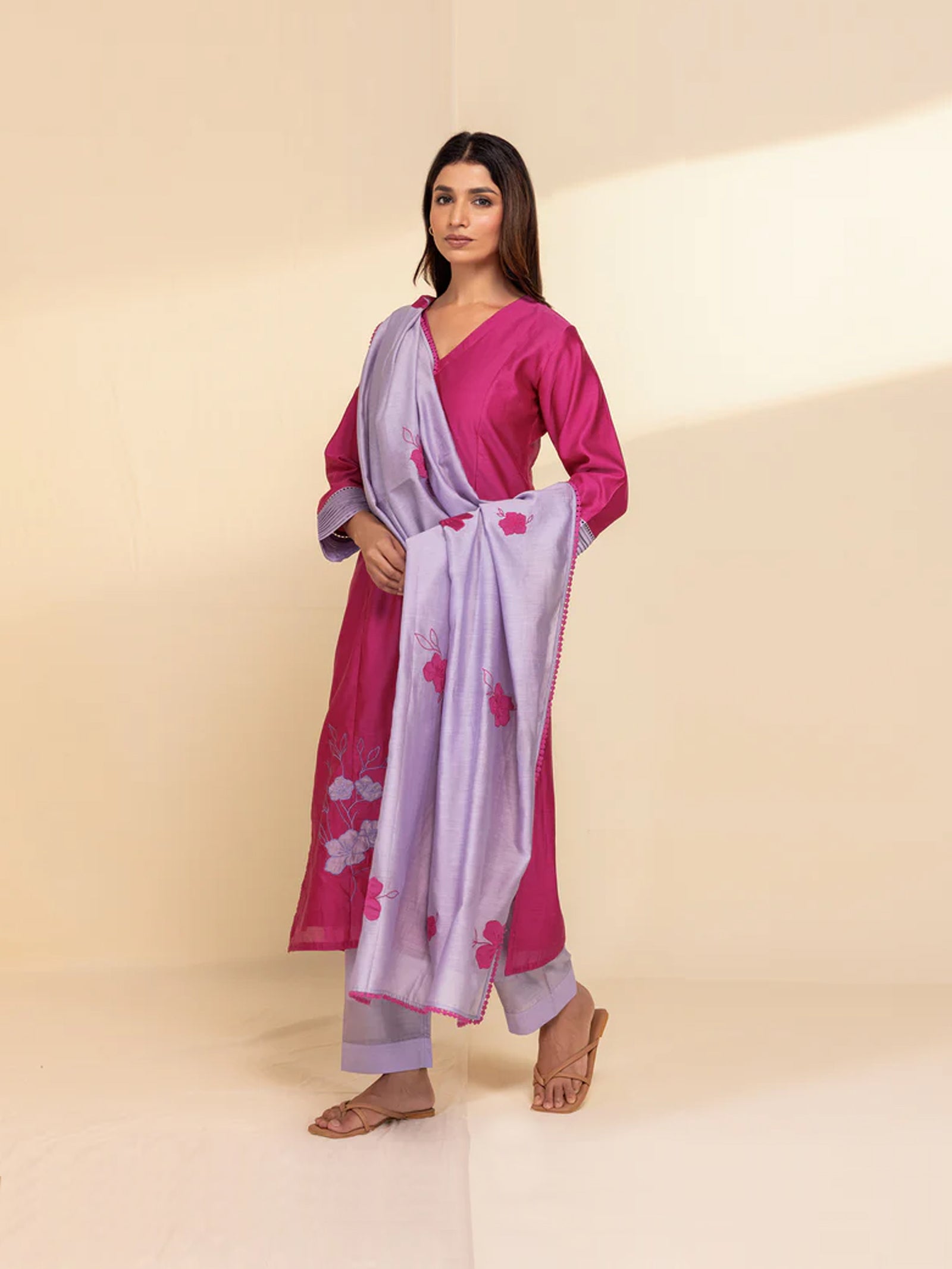 C-B Pink Chanderi Dupatta