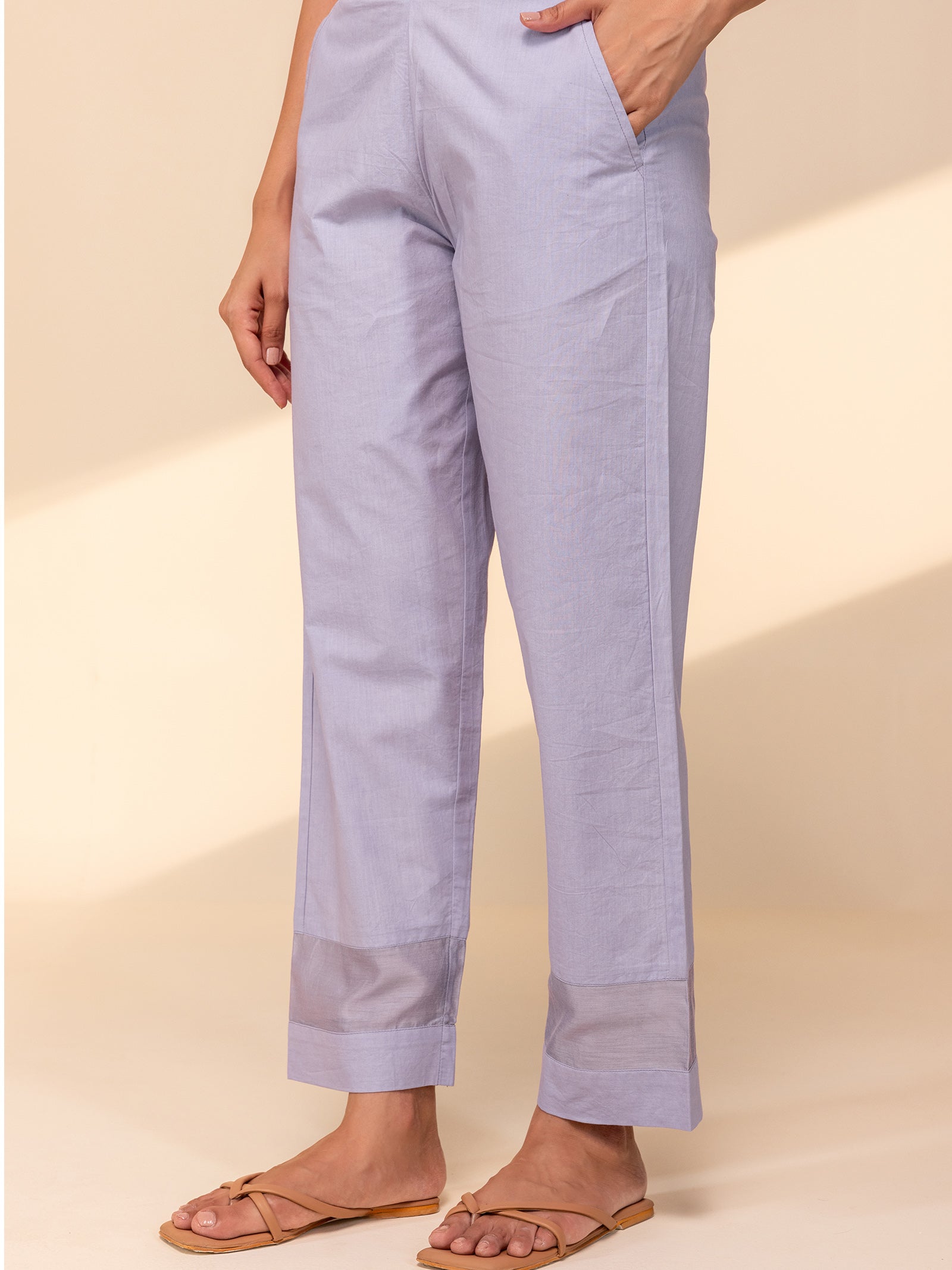 C-B Pink Cotton Straight Pant