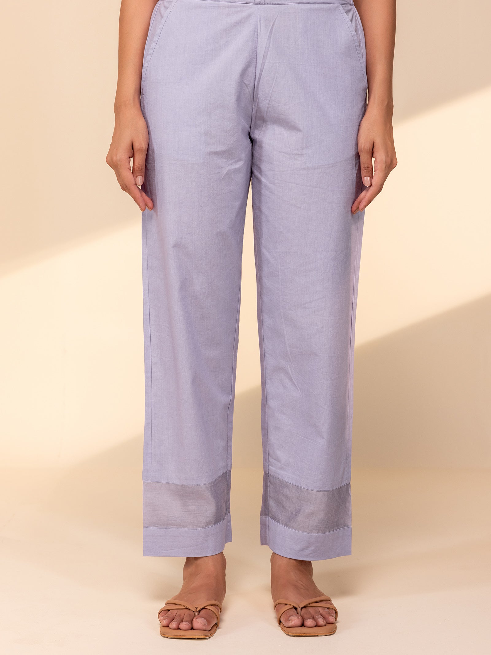 C-B Pink Cotton Straight Pant