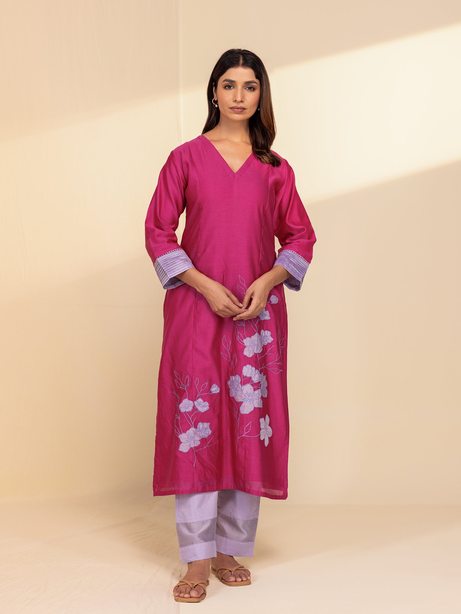 C-B Pink Chanderi Kurta