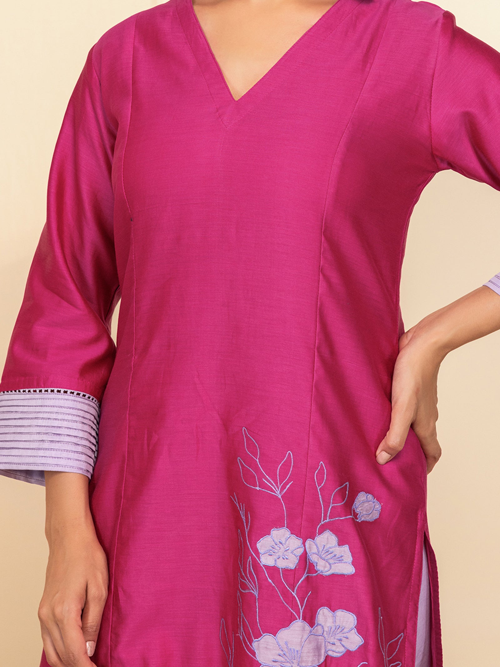 C-B Pink Chanderi Kurta