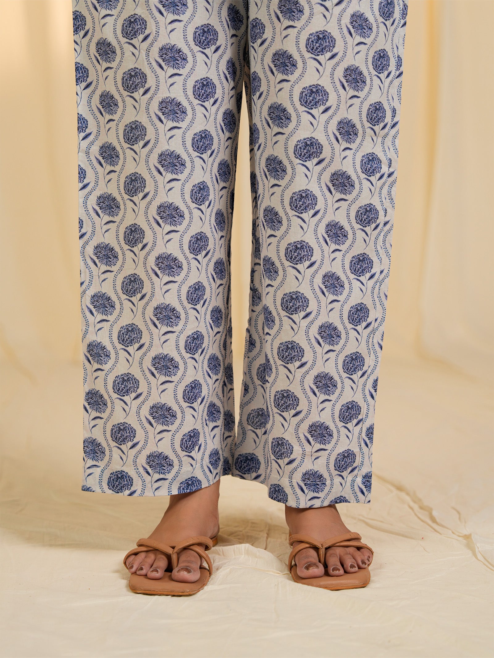 Carnation Blue Collared Cotton Night Suit