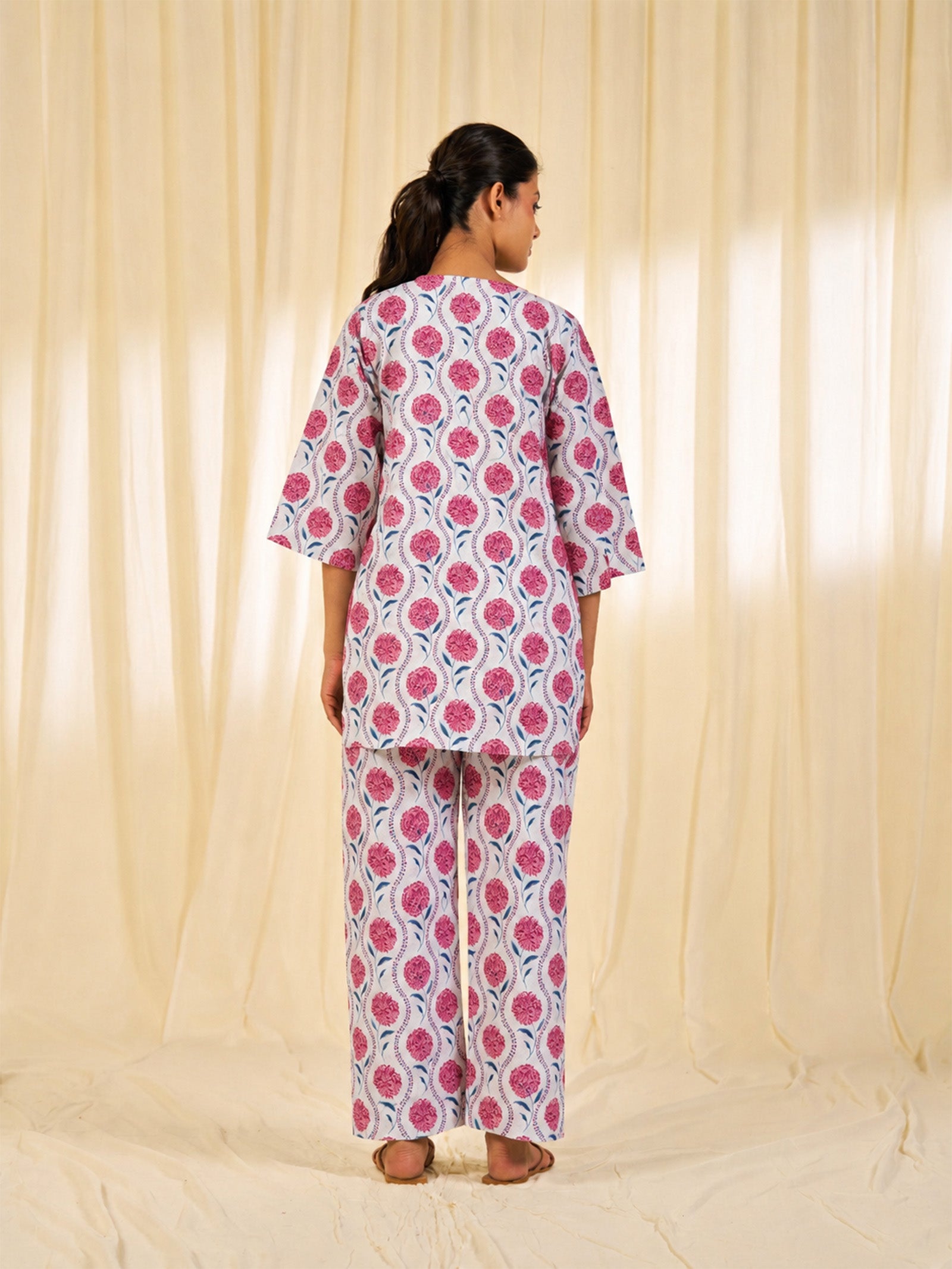 Carnation Pink Cotton Night Suit