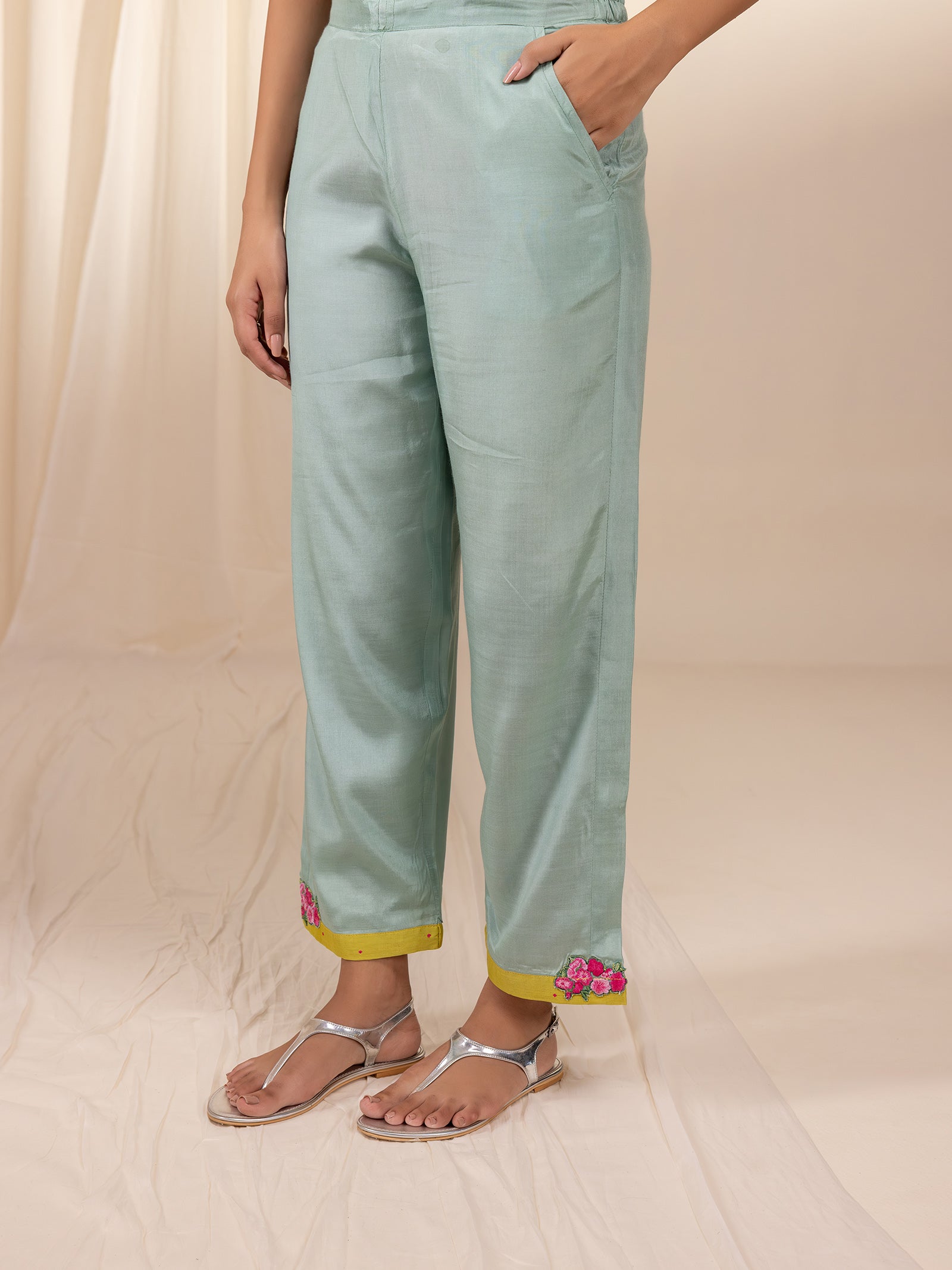 Celebration Citrus Bamboo Silk Straight Pants