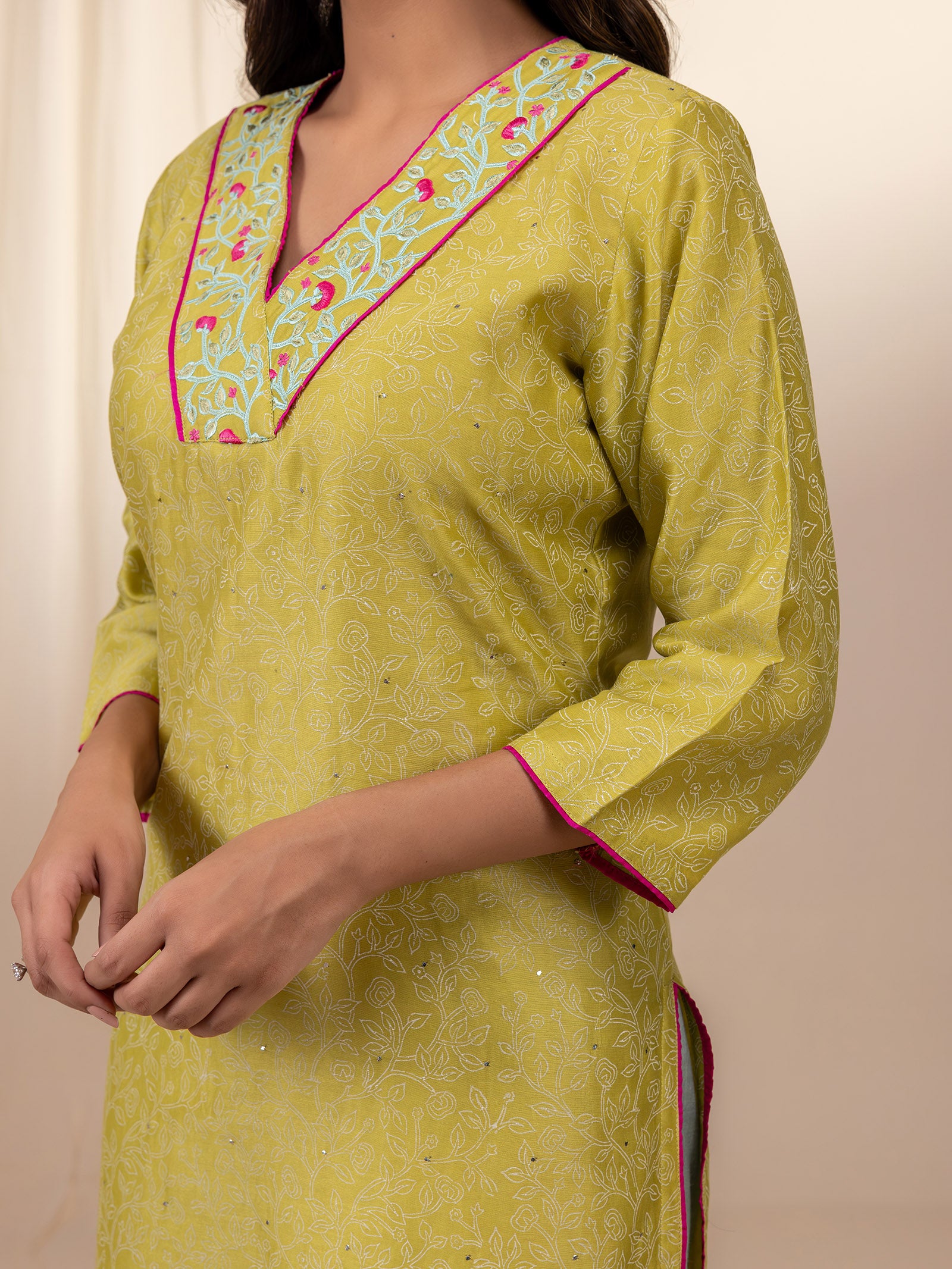 Celebration Citrus Chanderi Kurta
