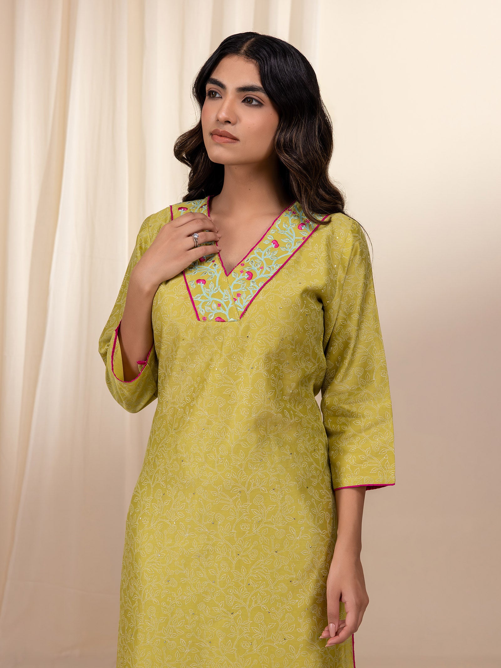 Celebration Citrus Chanderi Kurta