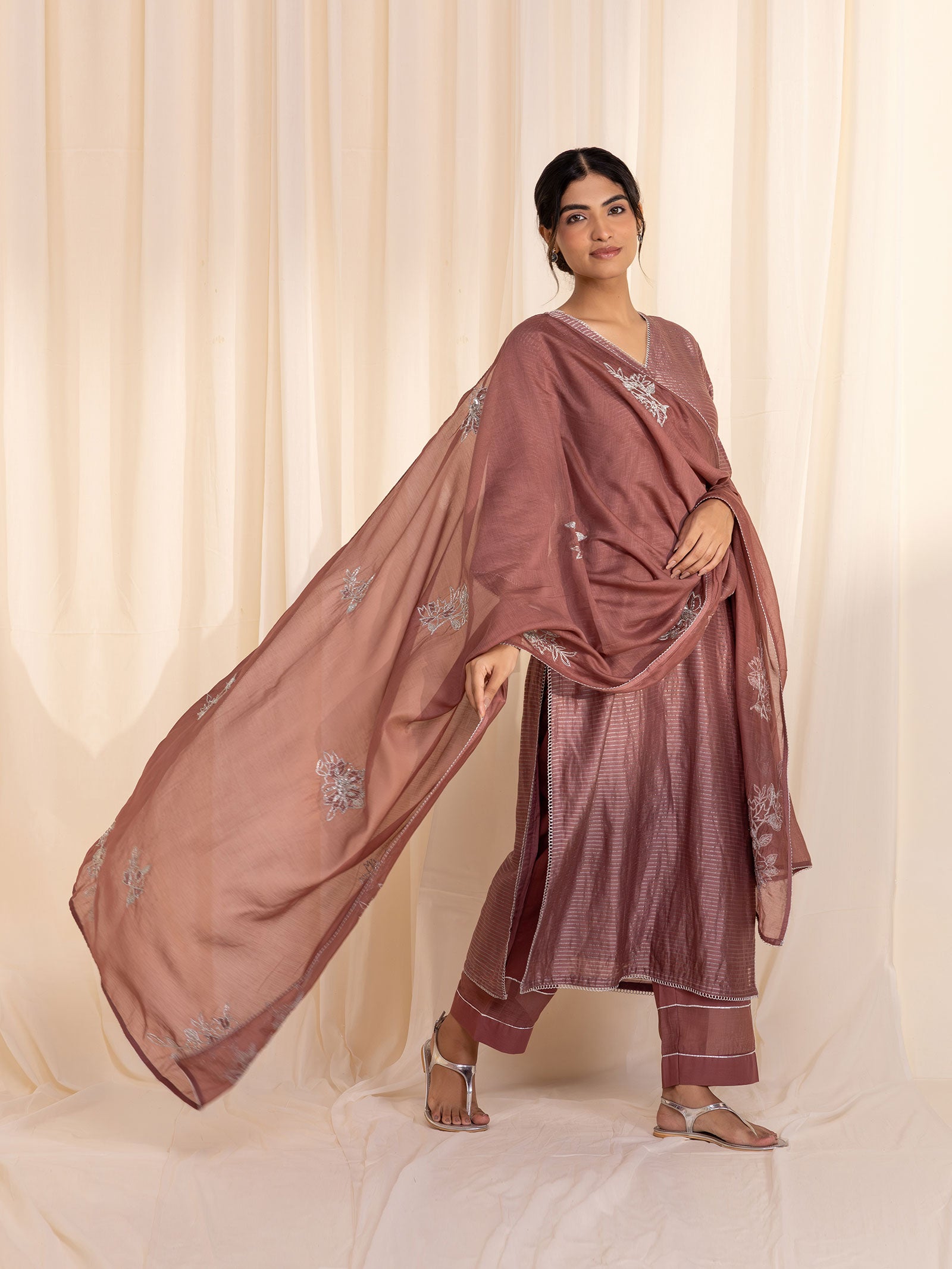 Celebration Dusty Rose Chanderi Dupatta