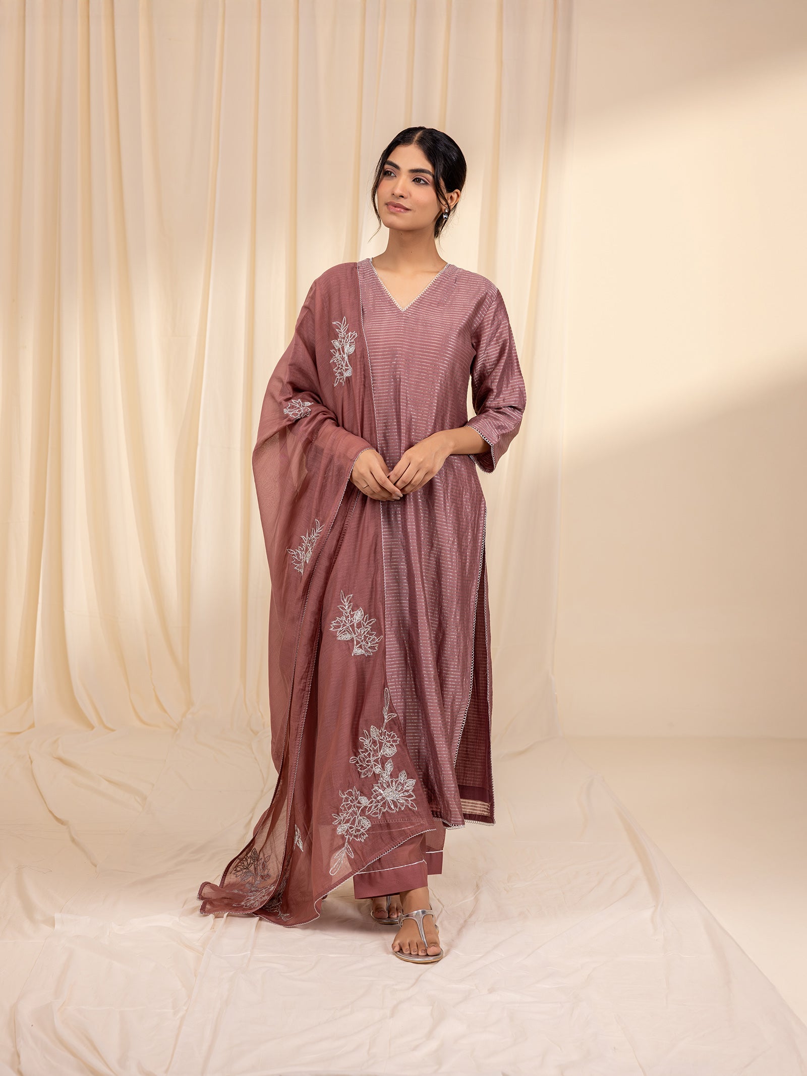 Celebration Dusty Rose Chanderi Dupatta