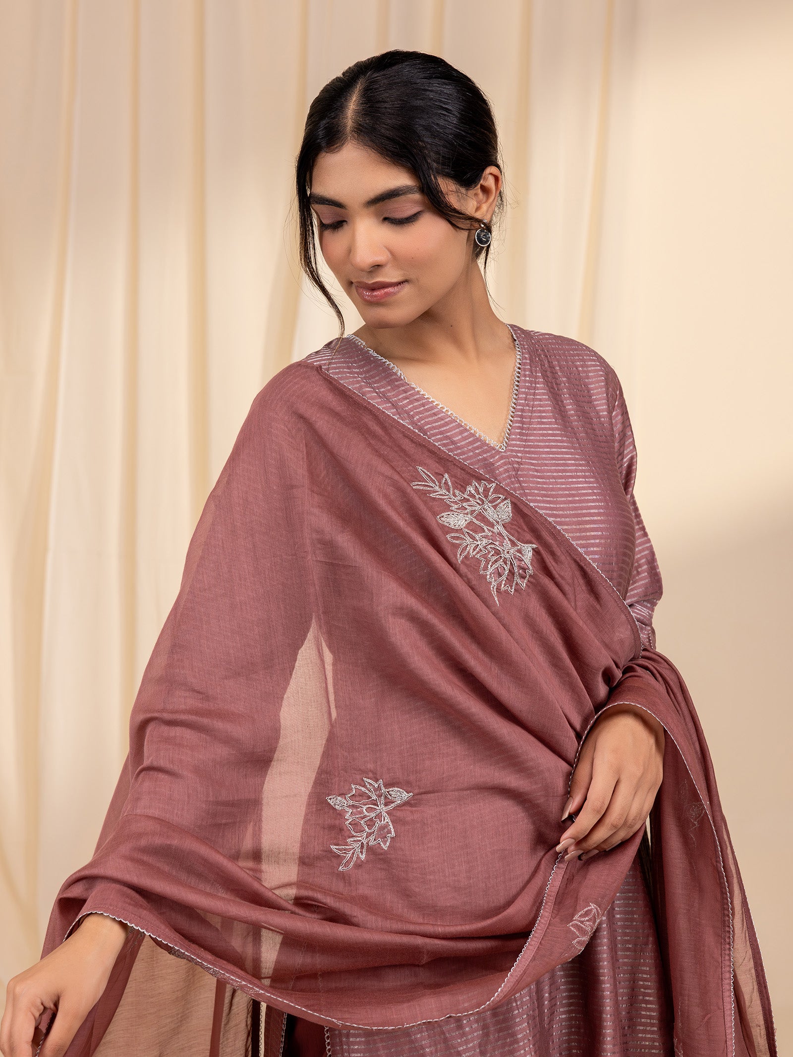 Celebration Dusty Rose Chanderi Dupatta