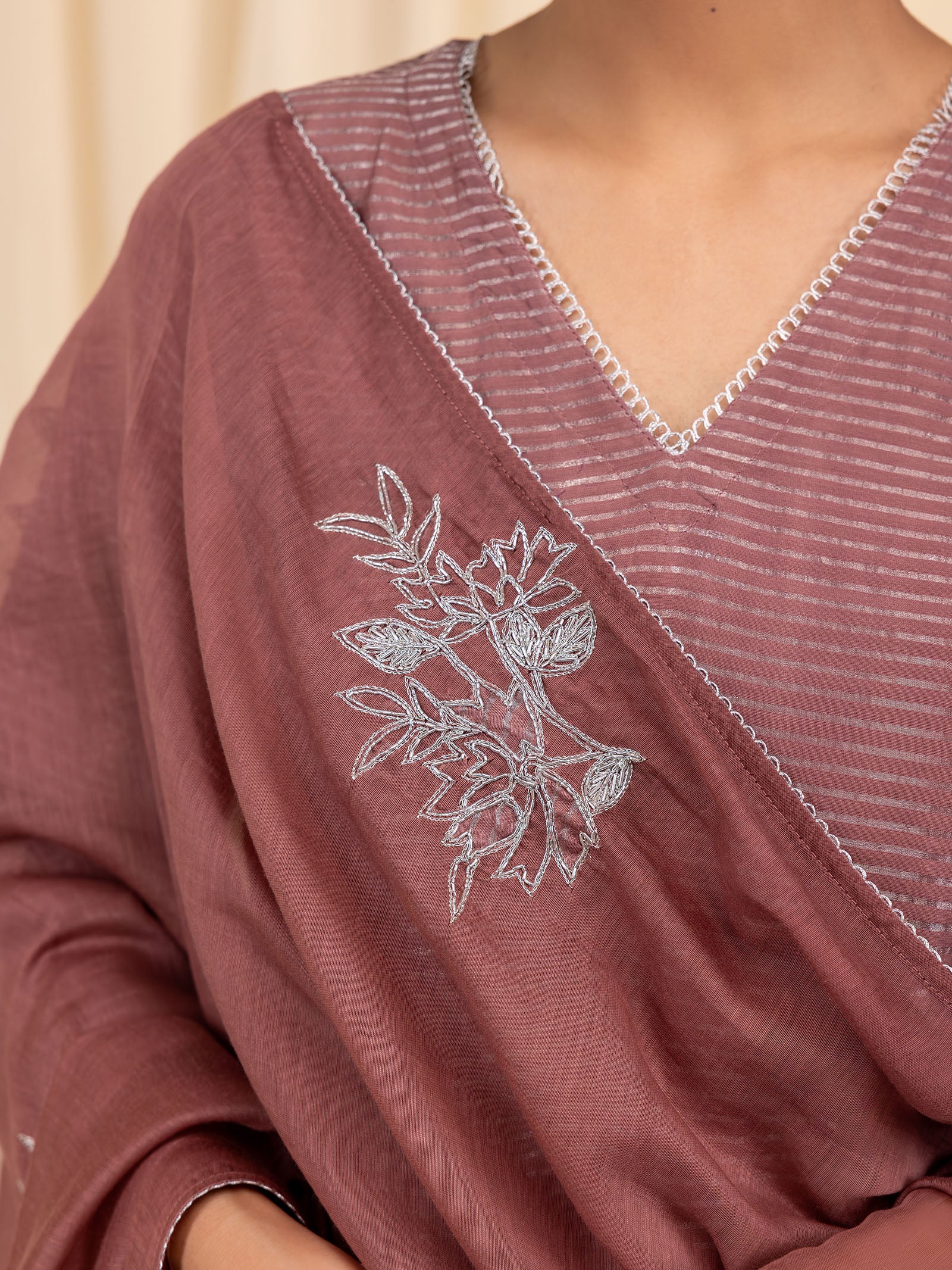 Celebration Dusty Rose Chanderi Dupatta