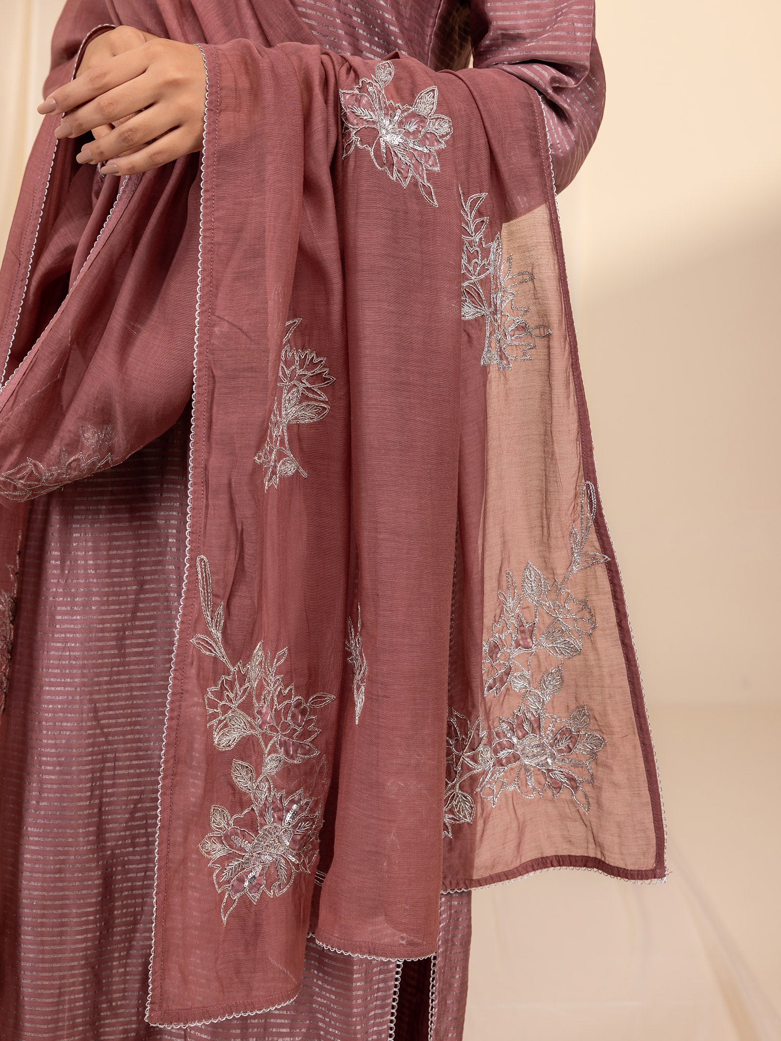 Celebration Dusty Rose Chanderi Dupatta
