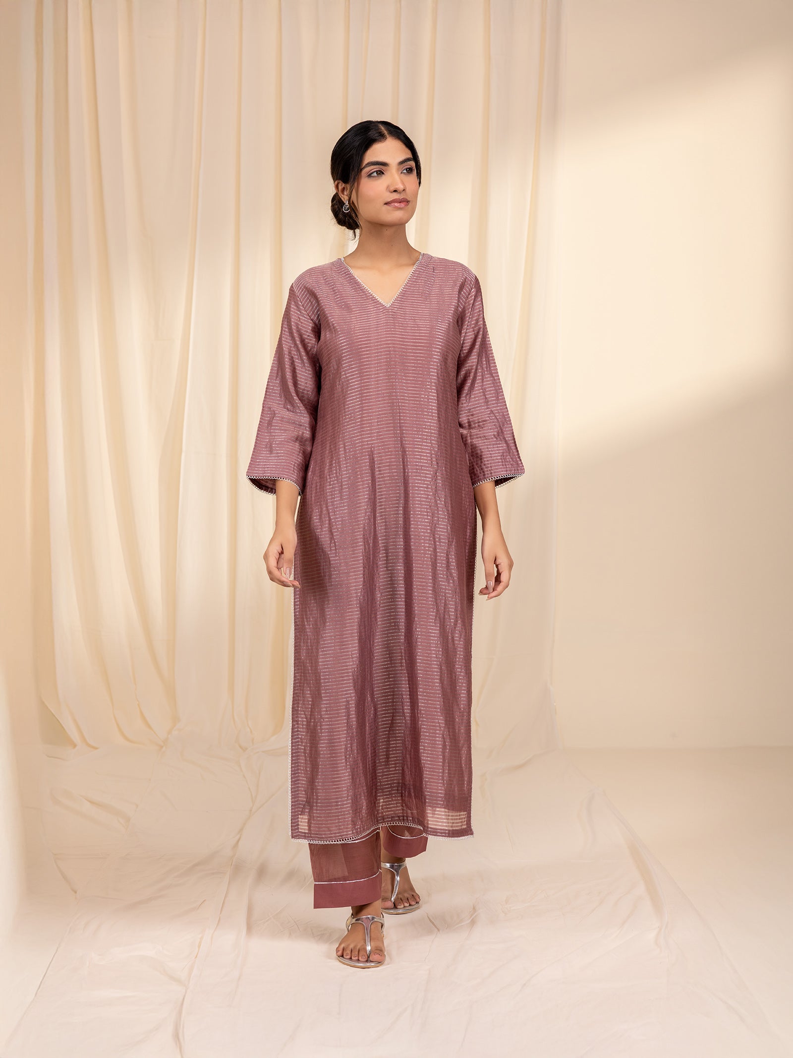 Celebration Dusty Rose Chanderi Kurta