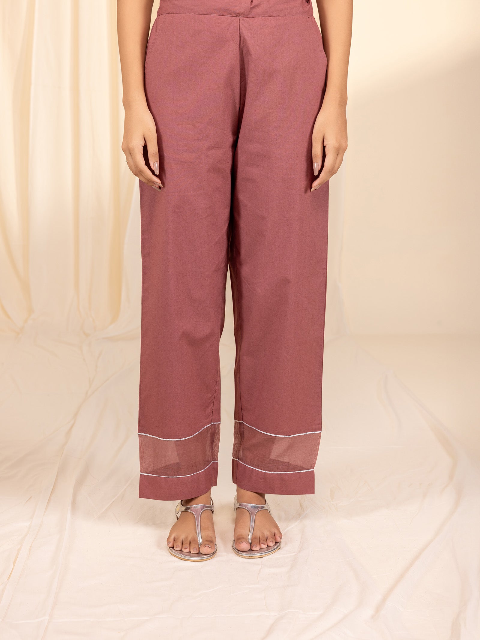 Celebration Dusty Rose Cotton Straight Pants