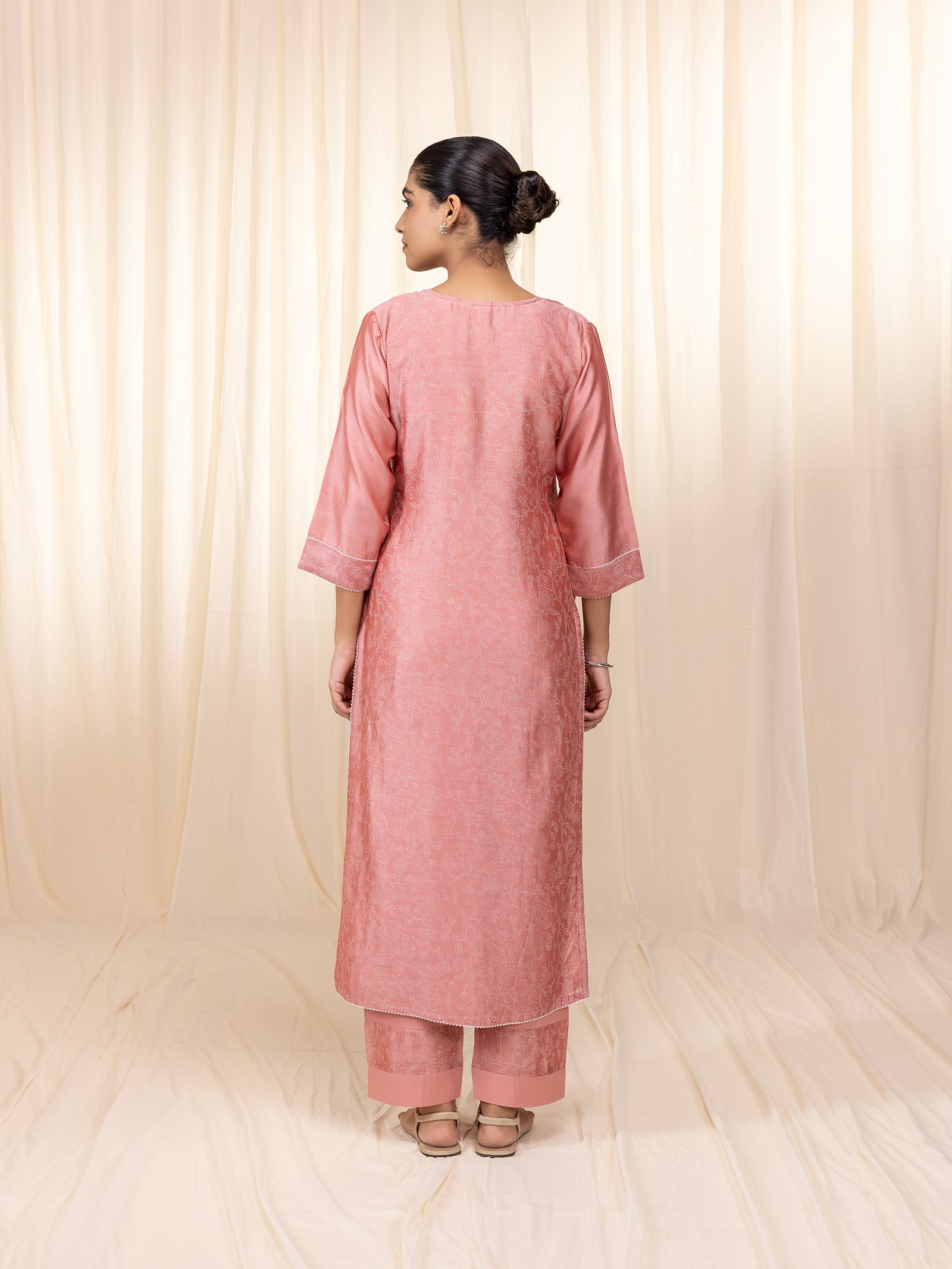 Celebration Peach Chanderi Kurta