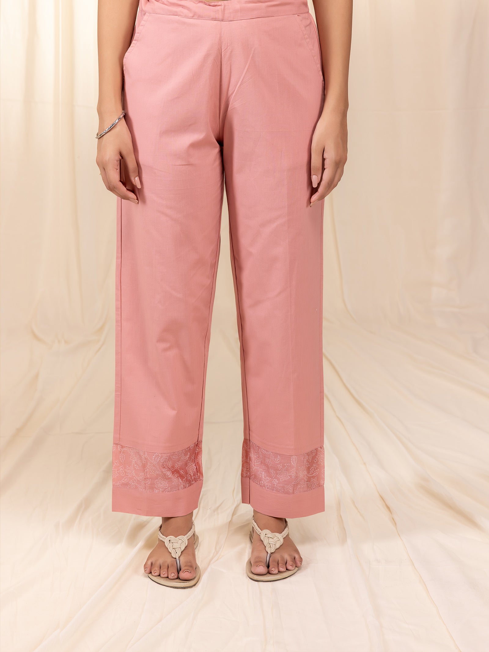 Celebration Peach Cotton Straight Pants