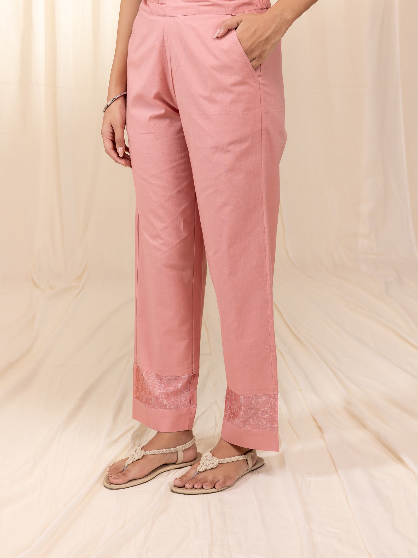 Celebration Peach Cotton Straight Pants
