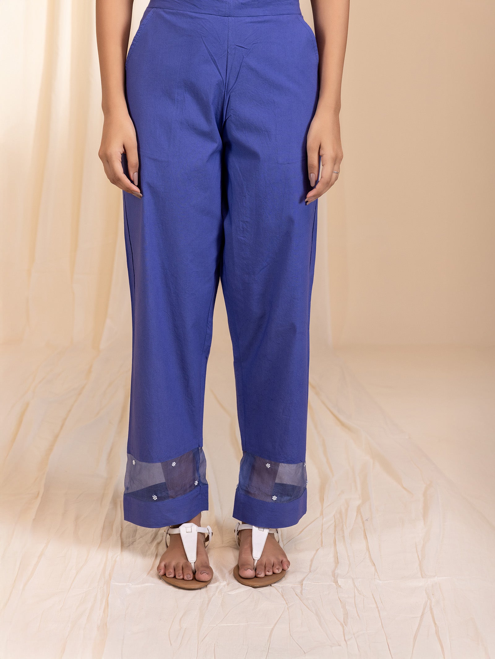 Celebration Purple Cotton Straight Pants