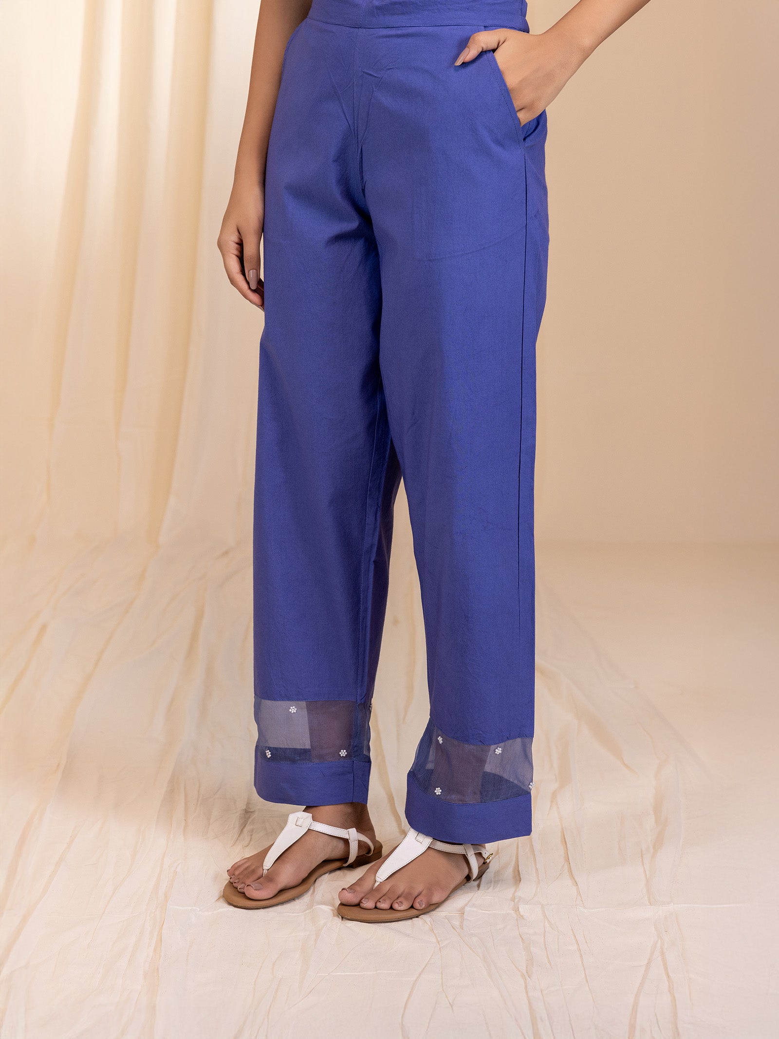Celebration Purple Cotton Straight Pants