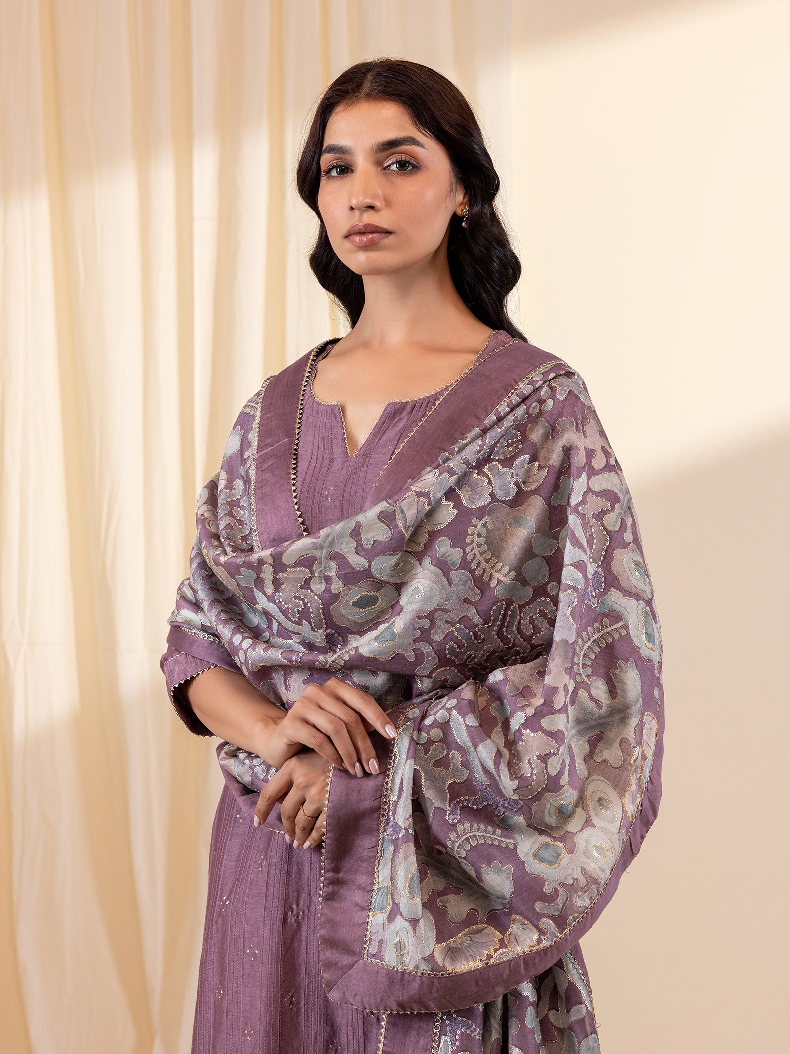 Celebration Violet Chanderi Dupatta
