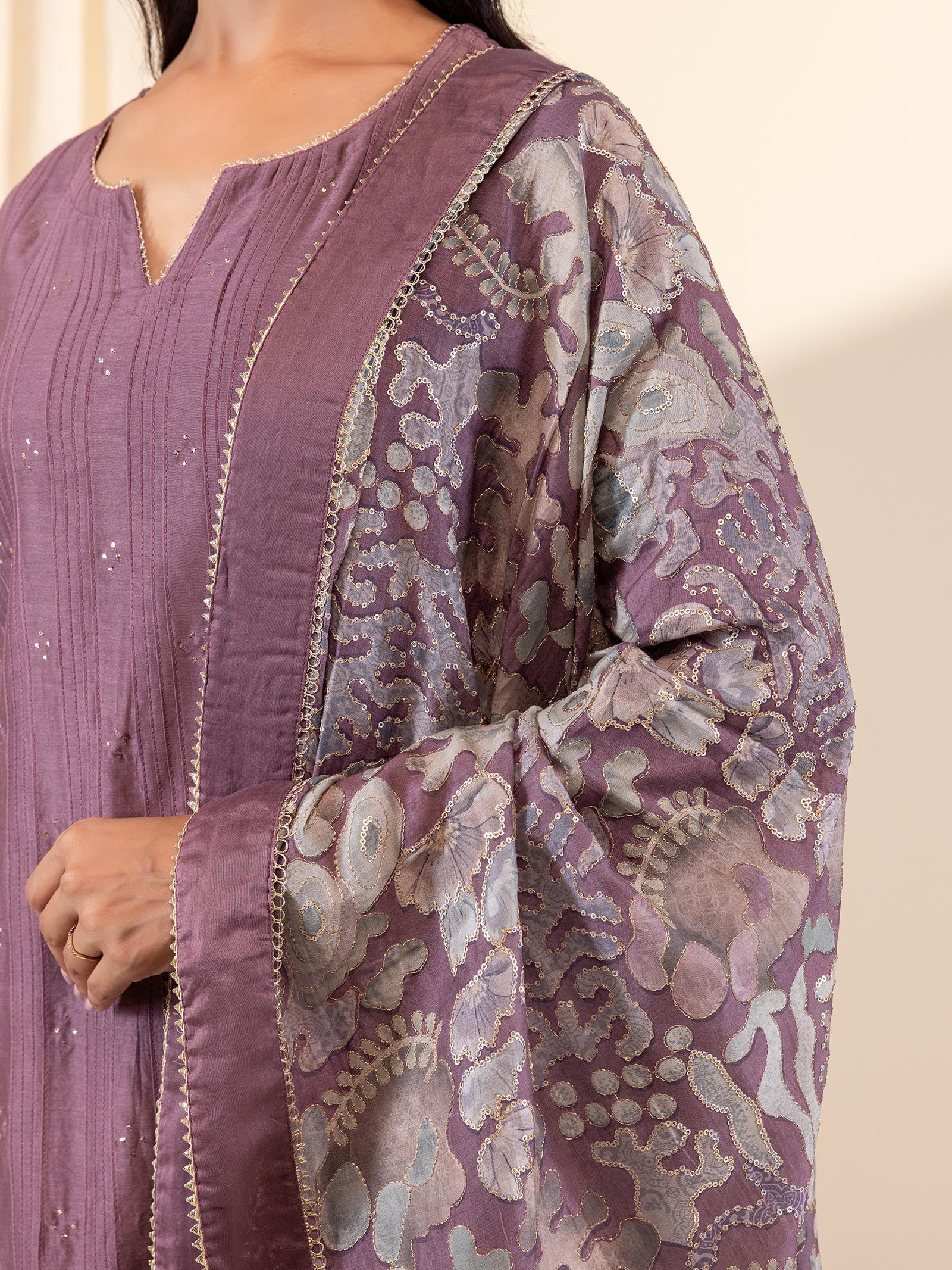Celebration Violet Chanderi Dupatta