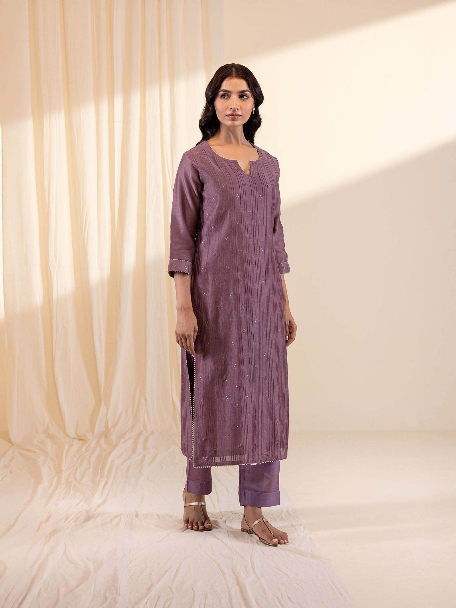 Celebration Violet Chanderi Kurta