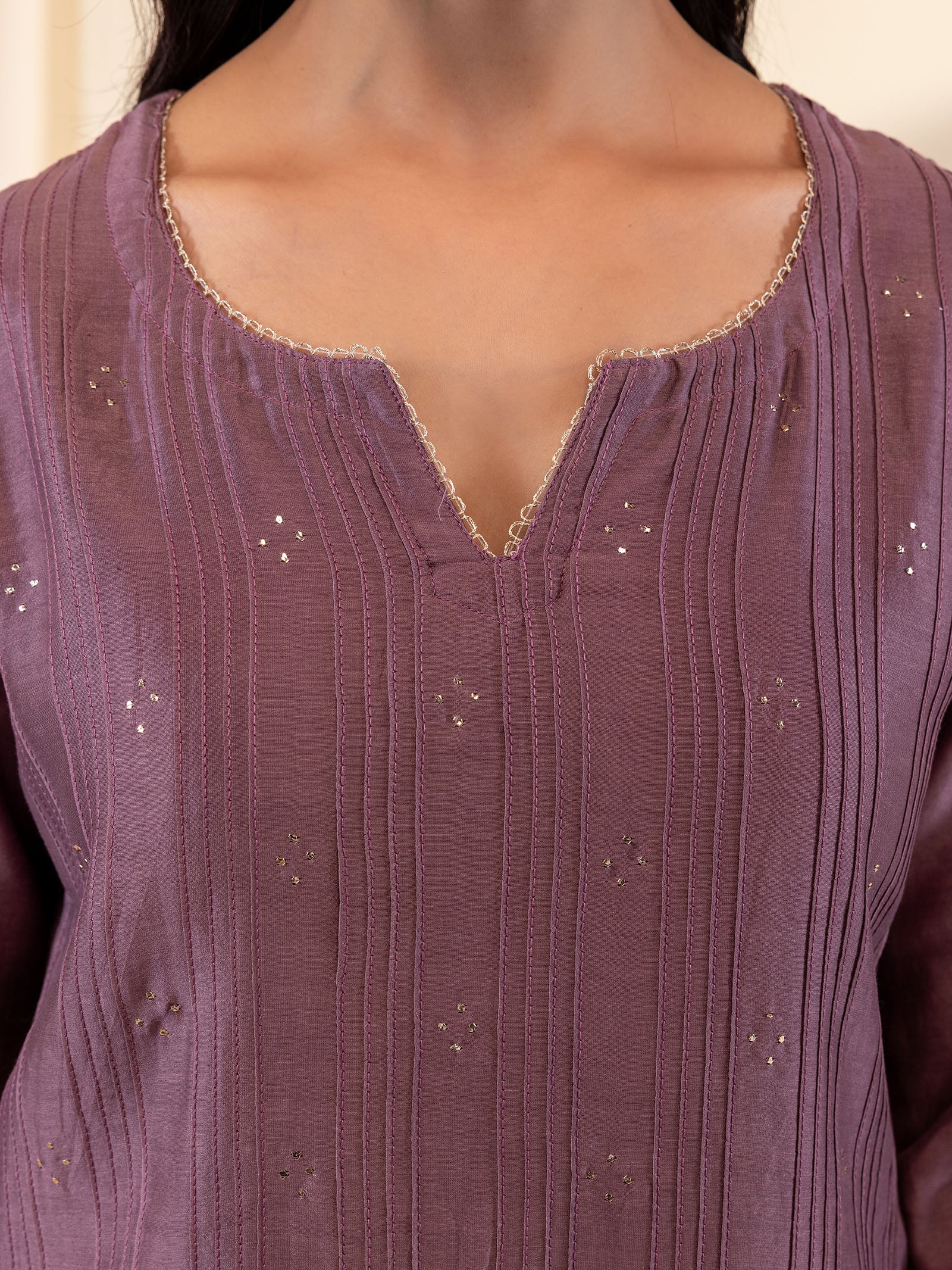 Celebration Violet Chanderi Kurta
