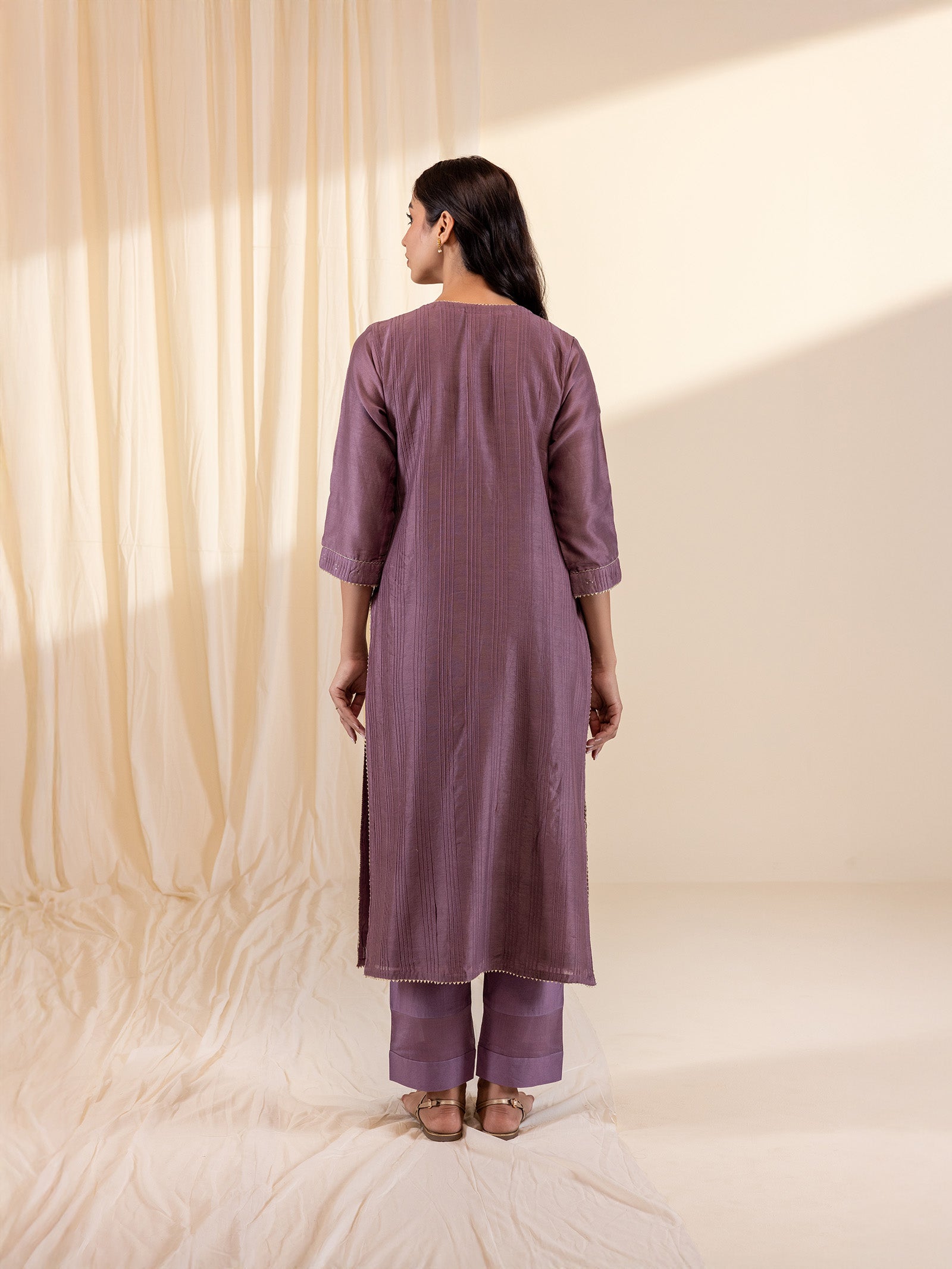 Celebration Violet Chanderi Kurta