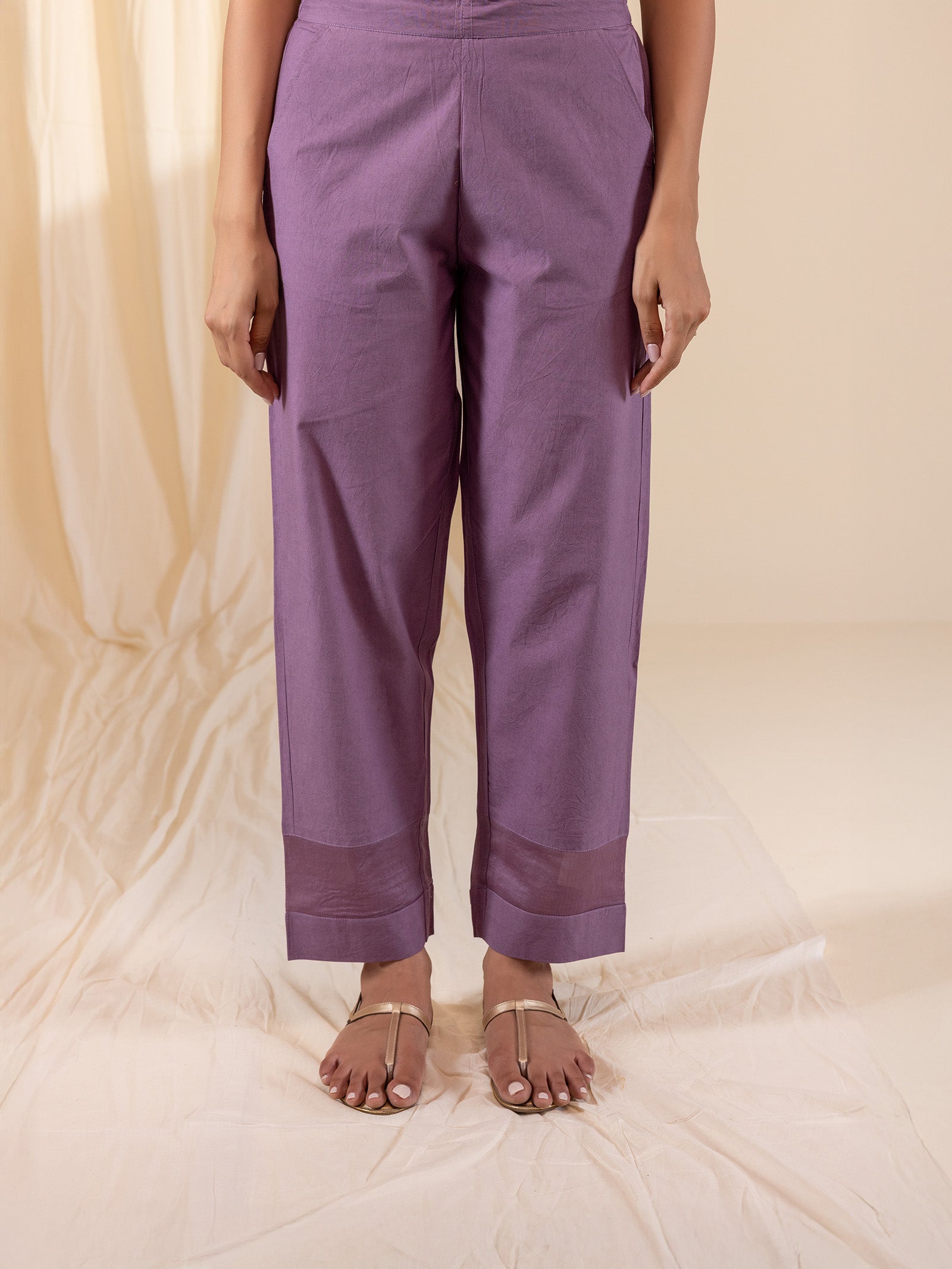Celebration Violet Cotton Straight Pants