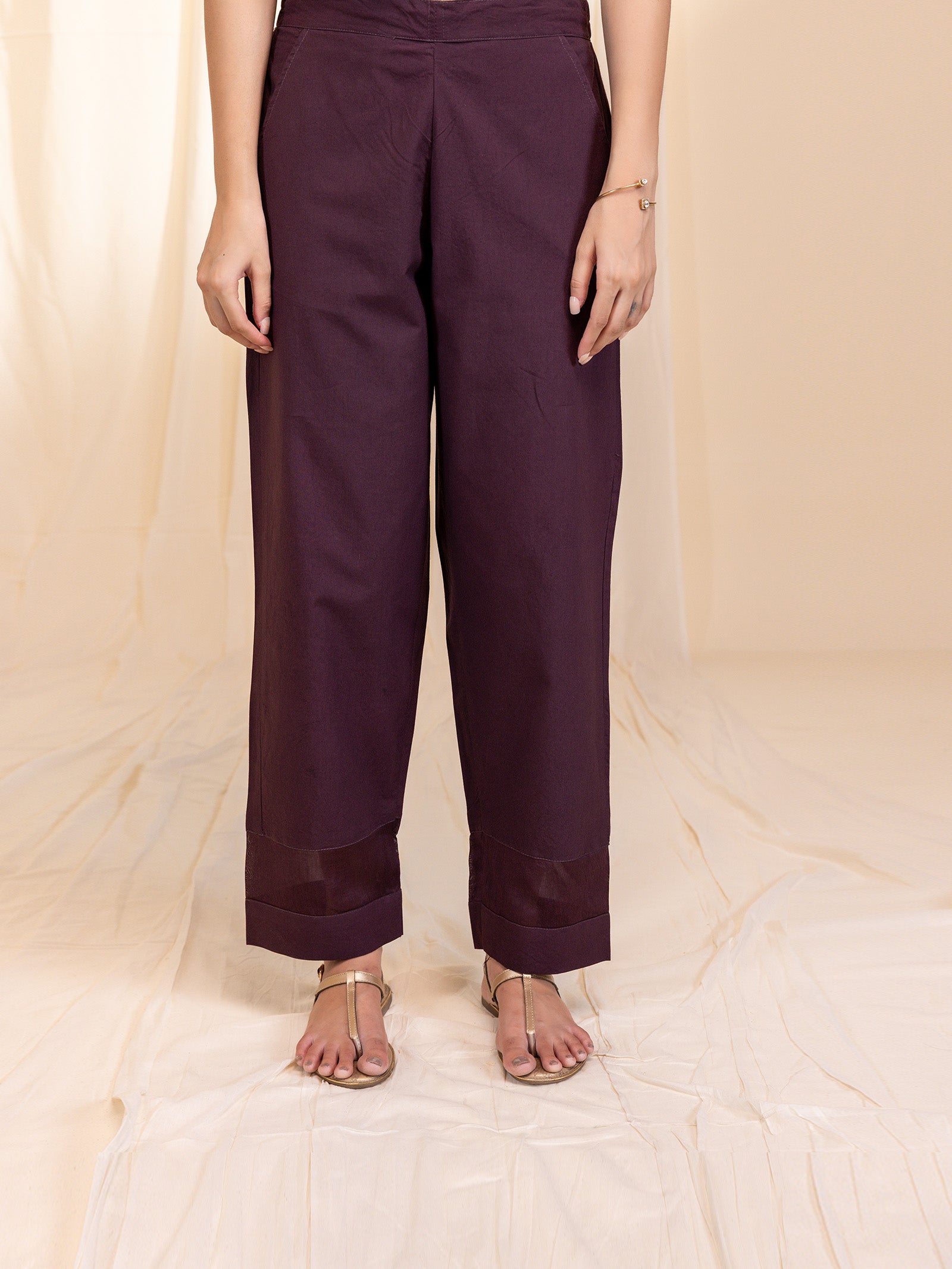 Celebration Wine Cotton Straight Pants