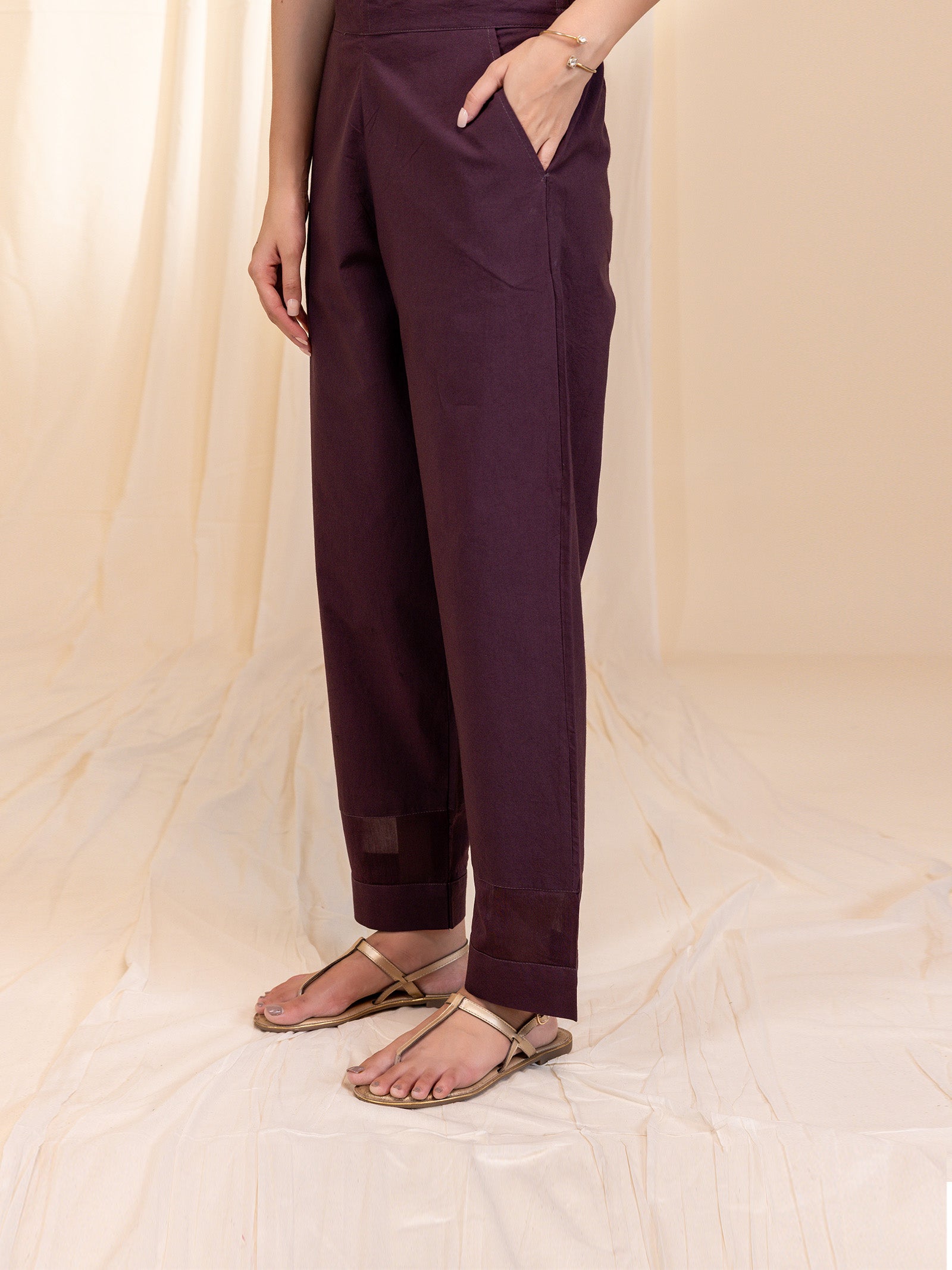Celebration Wine Cotton Straight Pants