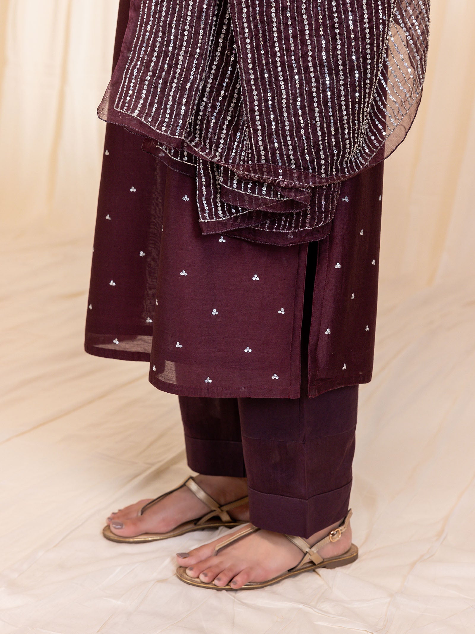 Celebration Wine Organza Dupatta