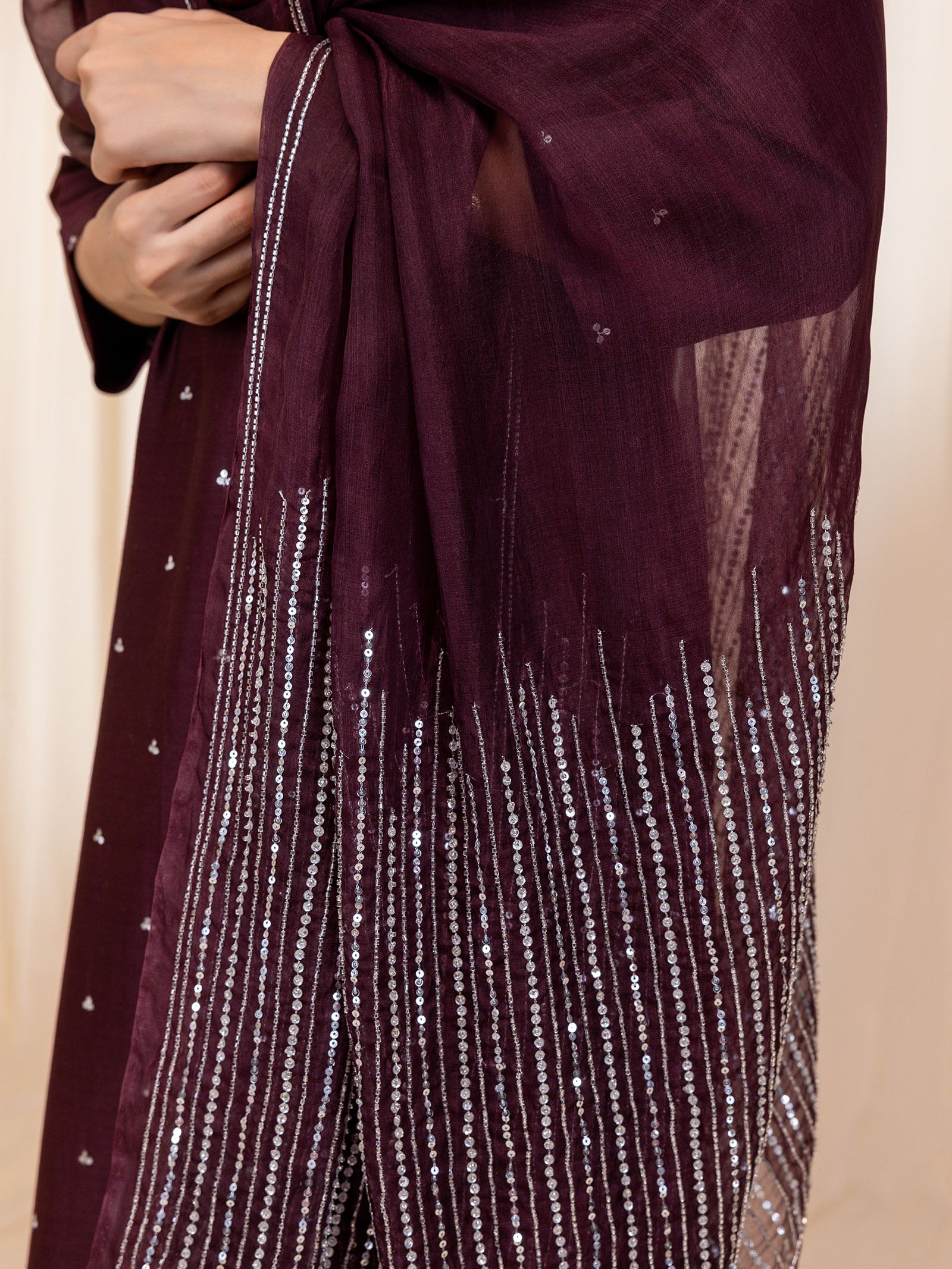Celebration Wine Organza Dupatta