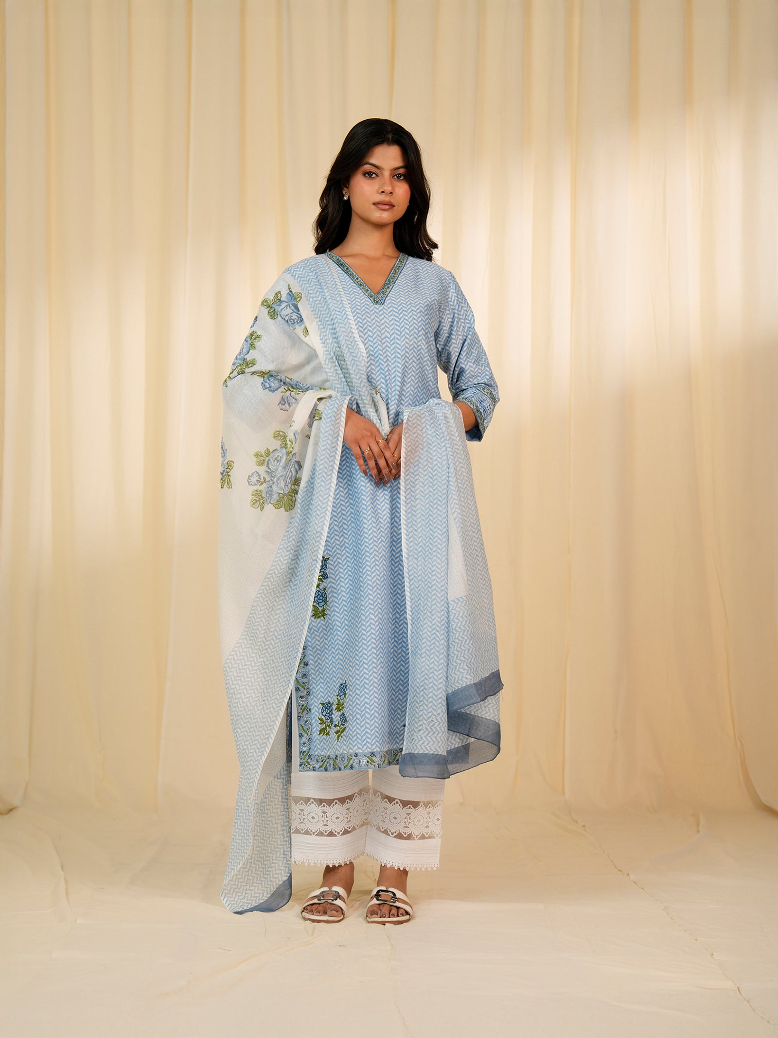 Celeste Aasmani Chanderi Dupatta