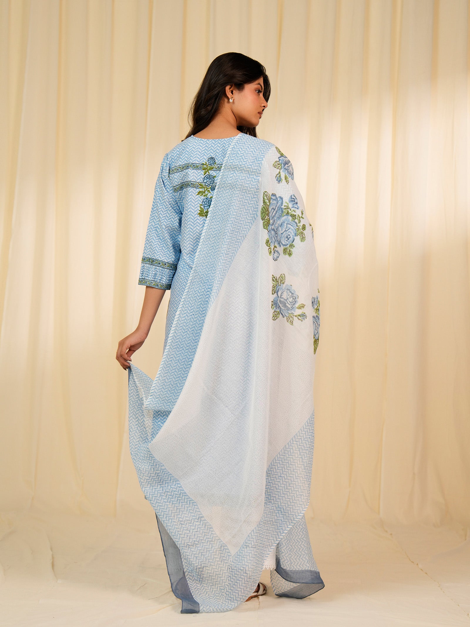 Celeste Aasmani Chanderi Dupatta