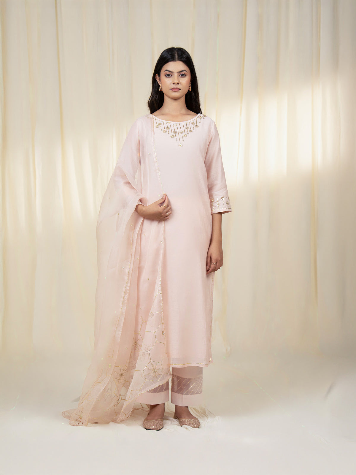 Chama-Cham Blush Chanderi Kurta