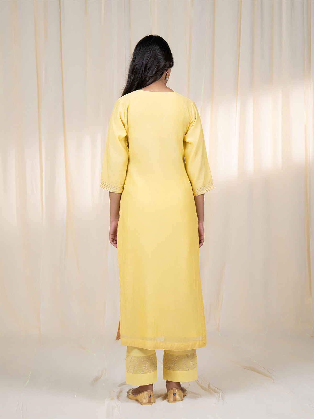 Chama-Cham Lemon Chanderi Kurta