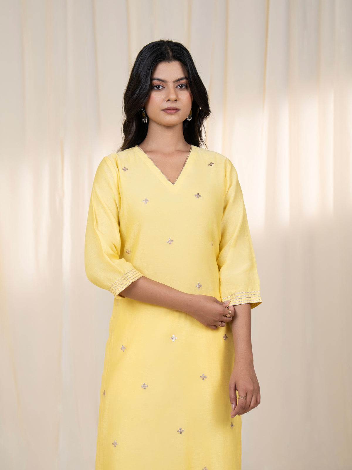 Chama-Cham Lemon Chanderi Kurta