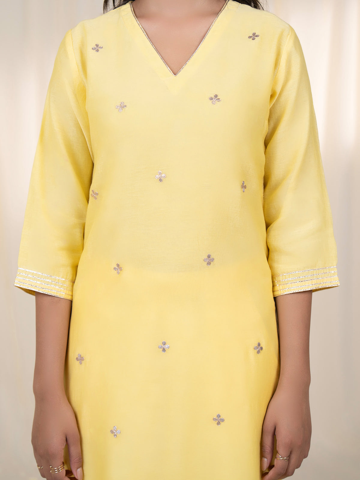Chama-Cham Lemon Chanderi Kurta